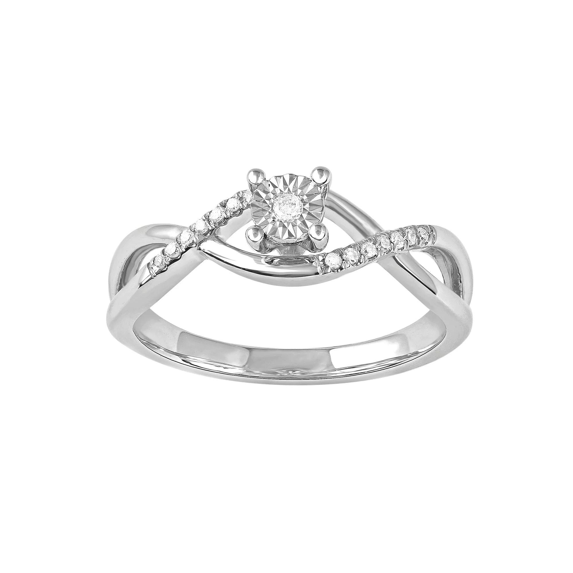 DeCouer Diamond Accent Crossover Promise Ring, Women's, Size: 9, Silver Tone Product Image