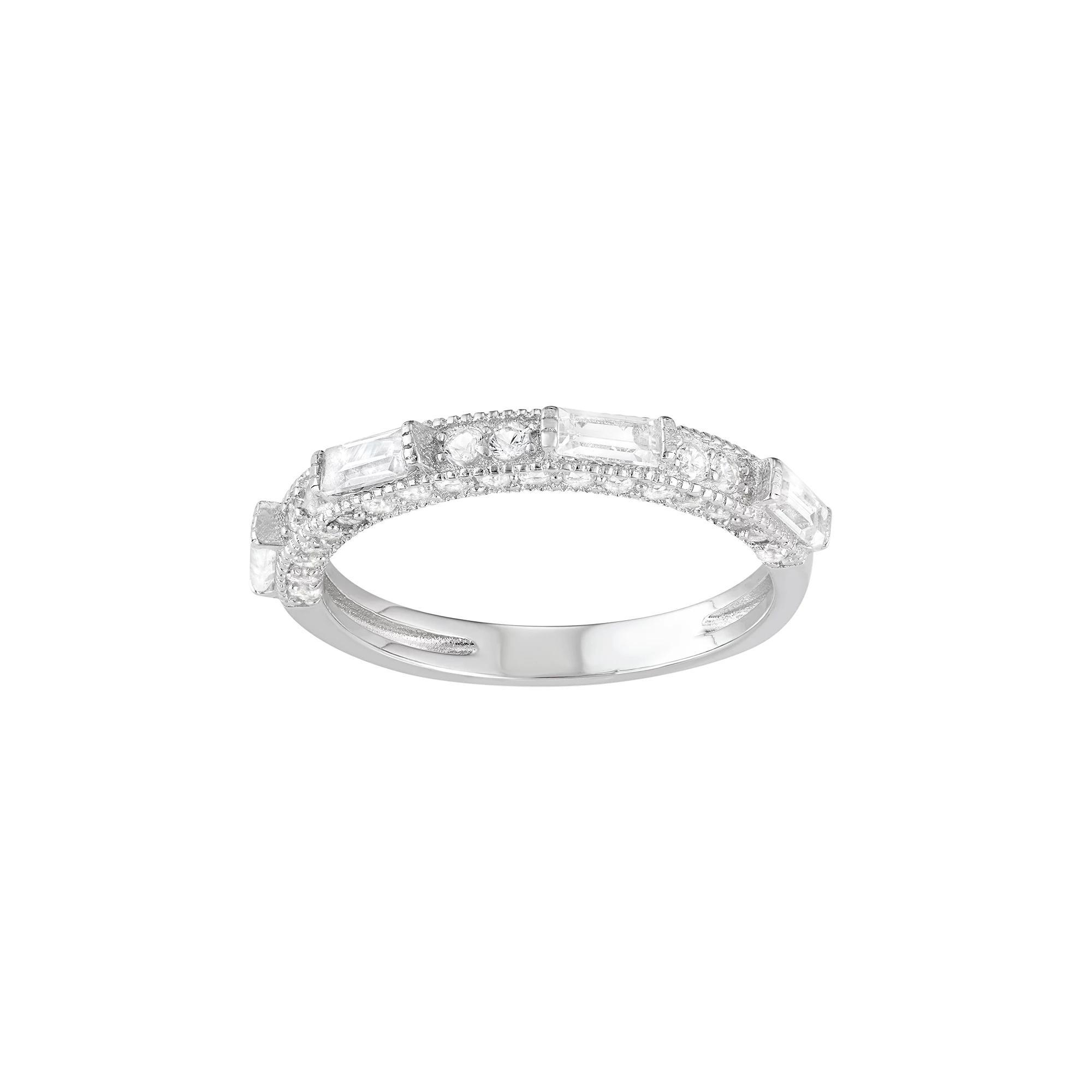 Sterling Silver Lab-Created White Sapphire Anniversary Ring, Women's, Size: 7 Product Image