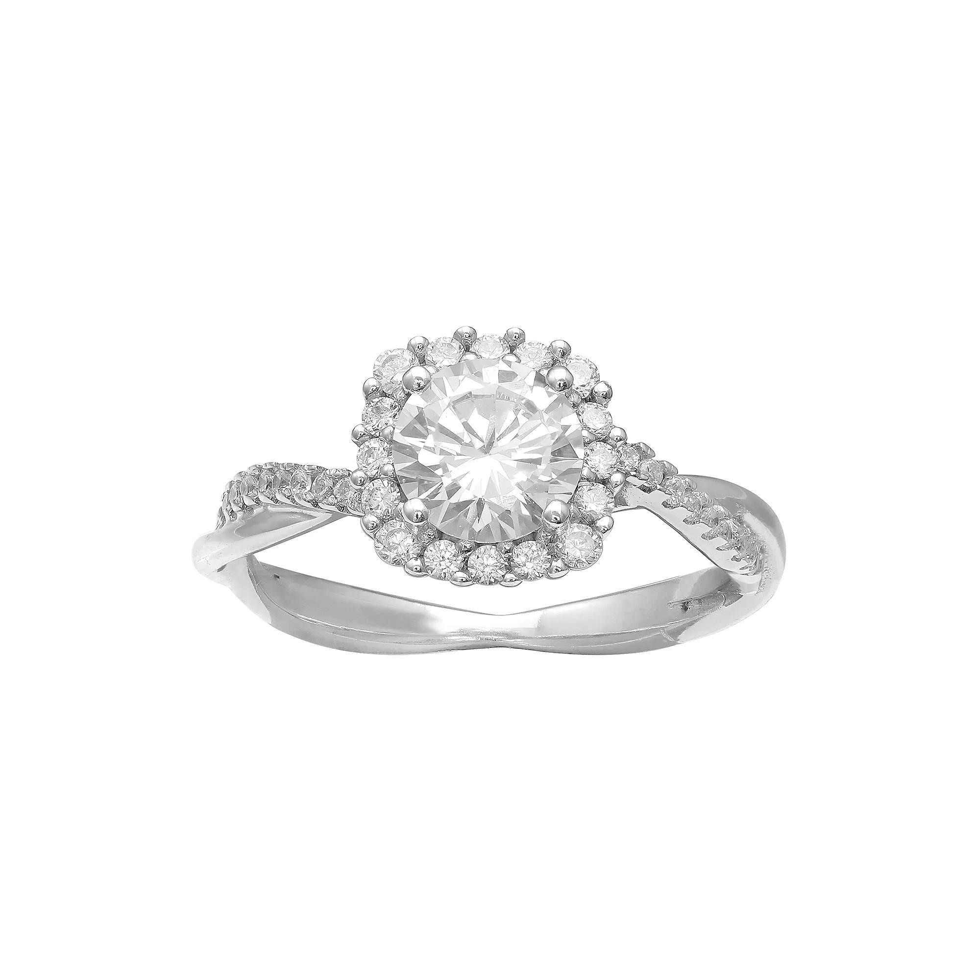 PRIMROSE Sterling Silver Cubic Zirconia Cushion Halo Ring, Women's, Size: 7 Product Image