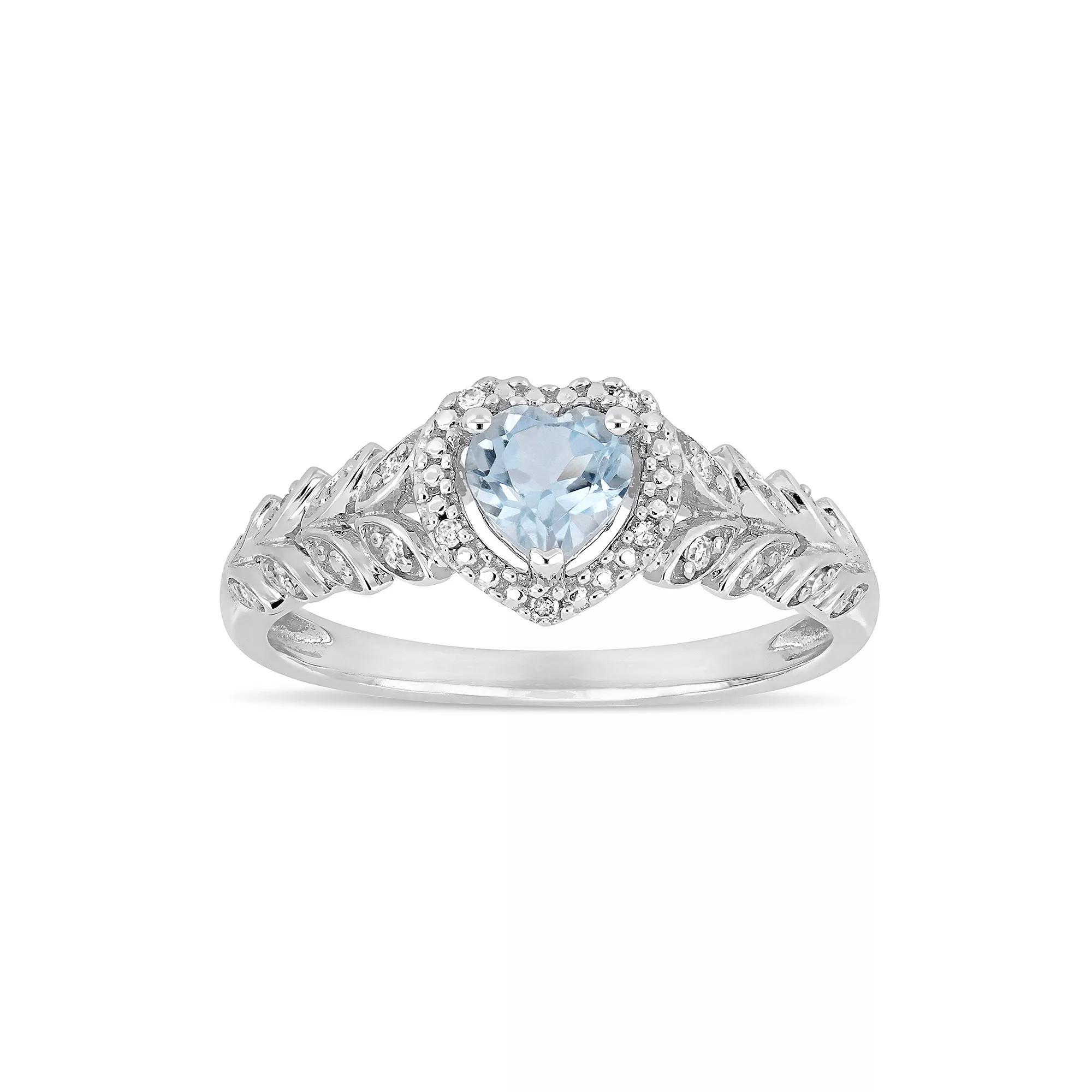 Stella Grace 10k White Gold Sky Blue Topaz & Diamond Accent Heart Ring, Women's, Size: 7, 10k Whgold Product Image