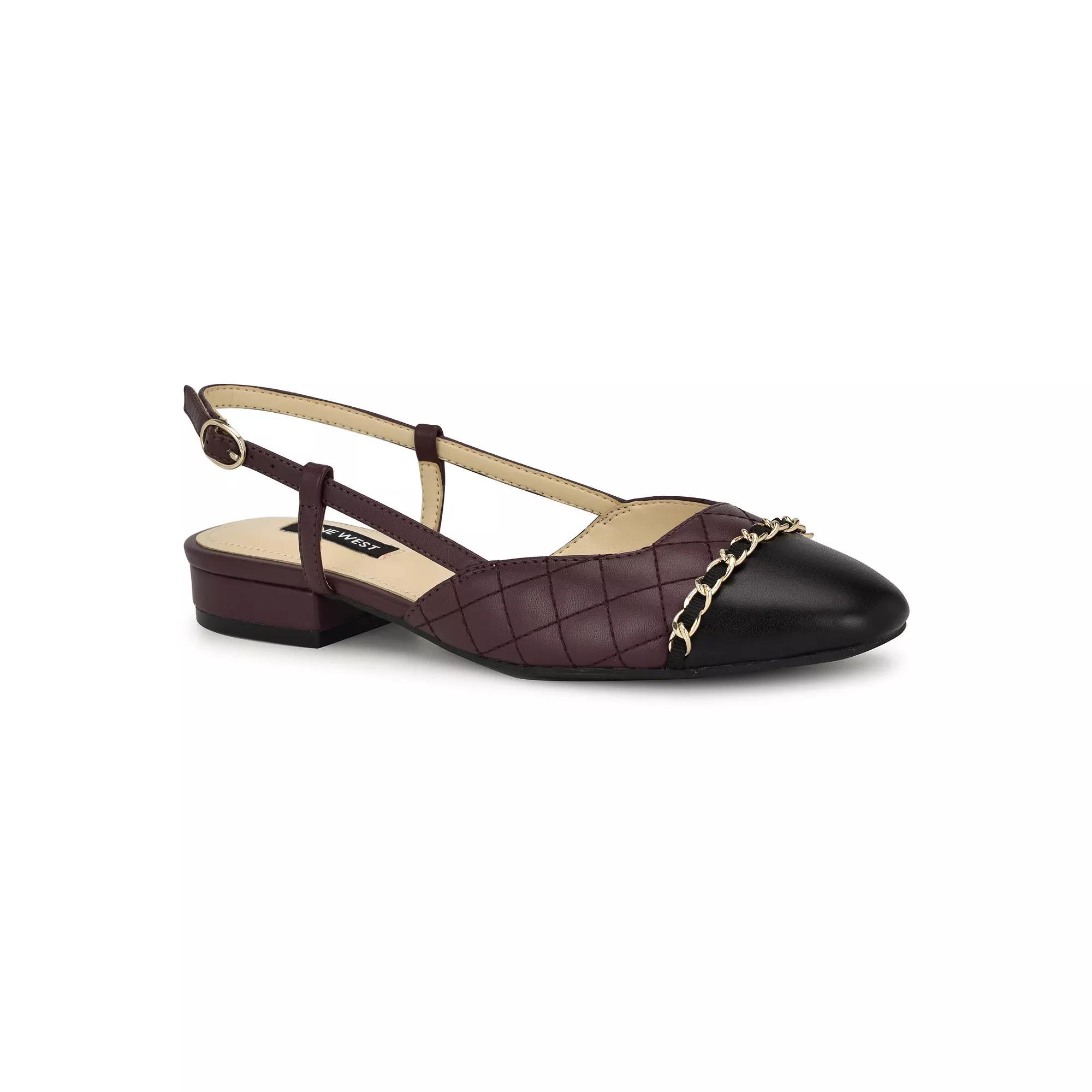 Nine West Charme Women's Slingback Almond Toe Dress Flats, Size: 9, Red Black Product Image