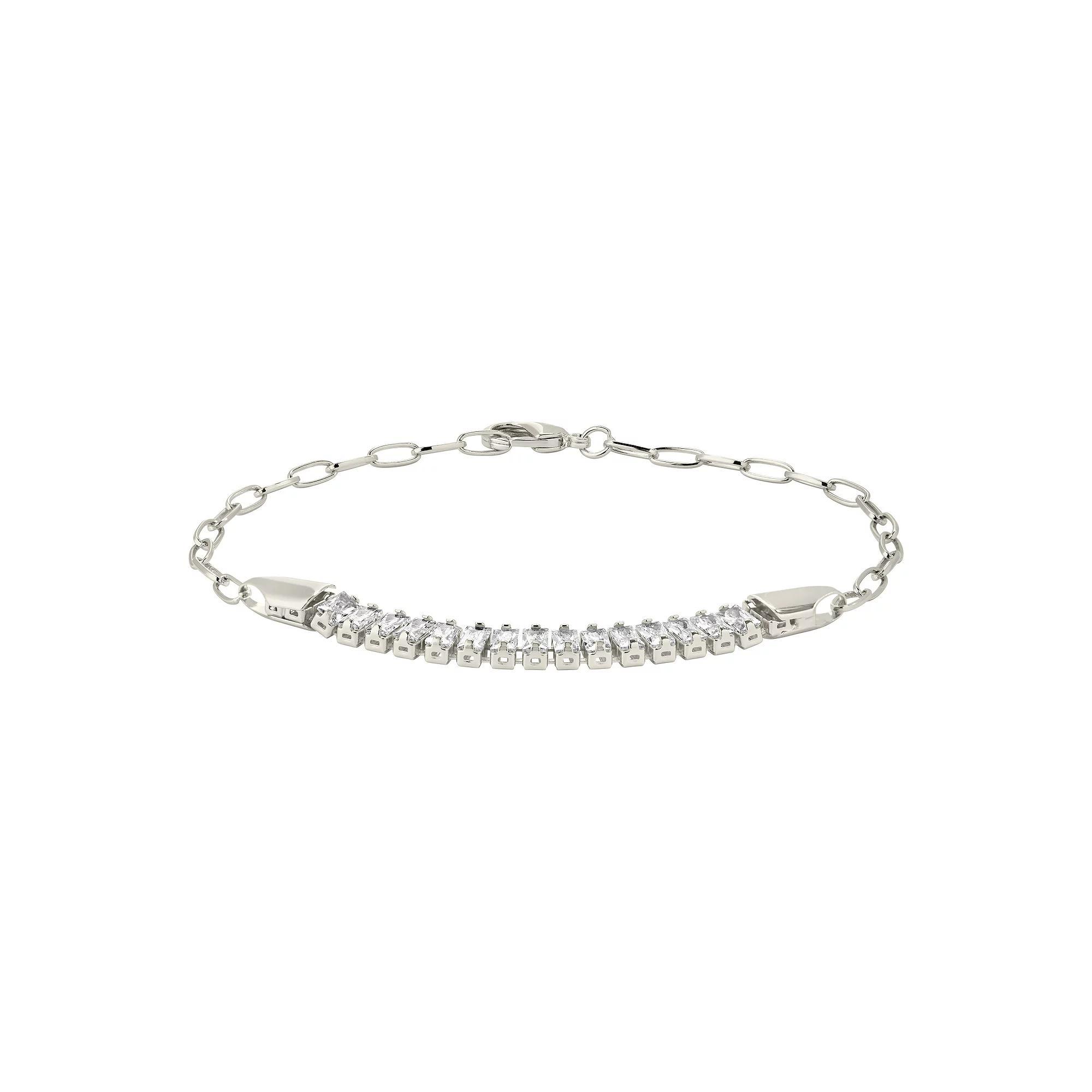 MC Collective Cubic Zirconia Mackenna Chain Bracelet, Womens Silver Tone Product Image