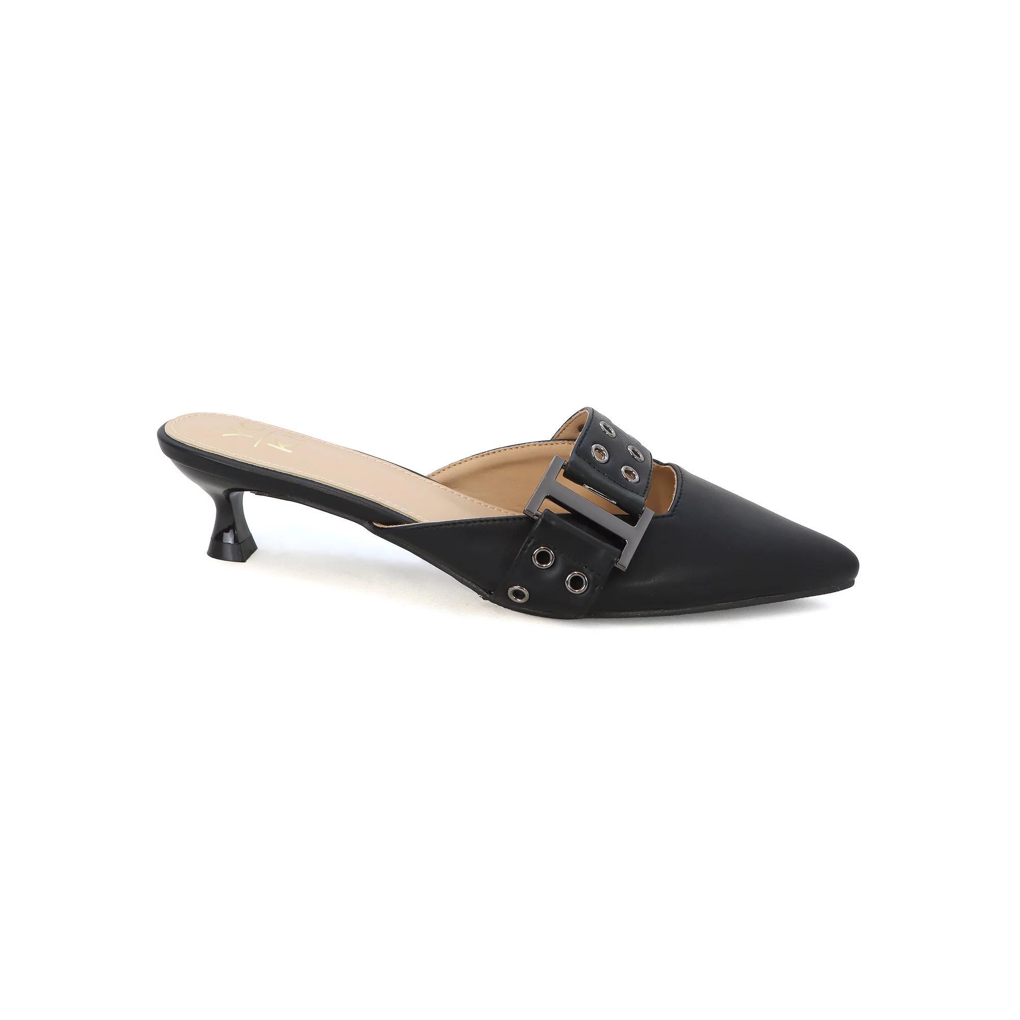 Yoki Kitya-08 Women's Open Back Pointed Pumps, Size: 8.5, Black Product Image