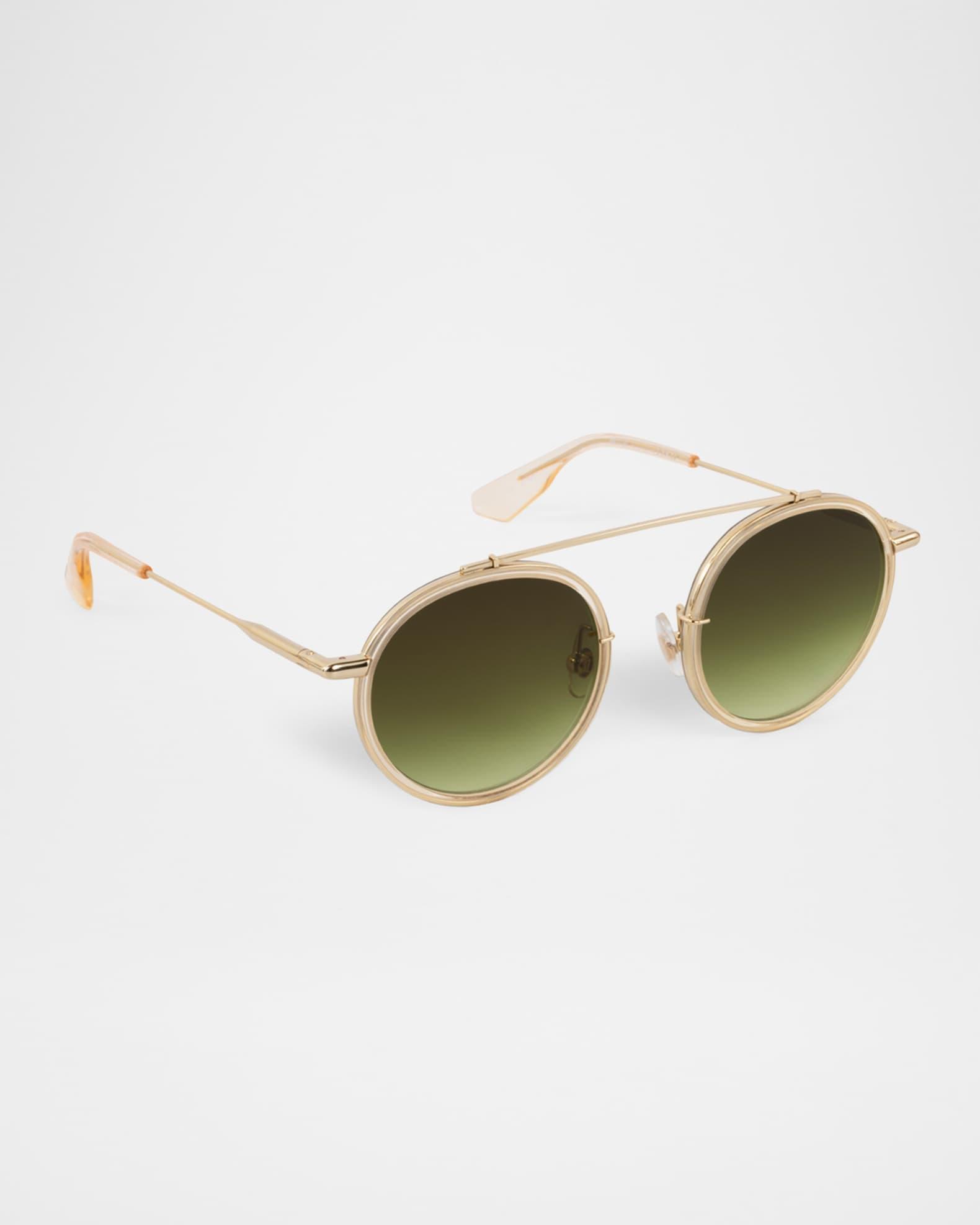 Conti Acetate & Stainless Steel Round Sunglasses Product Image
