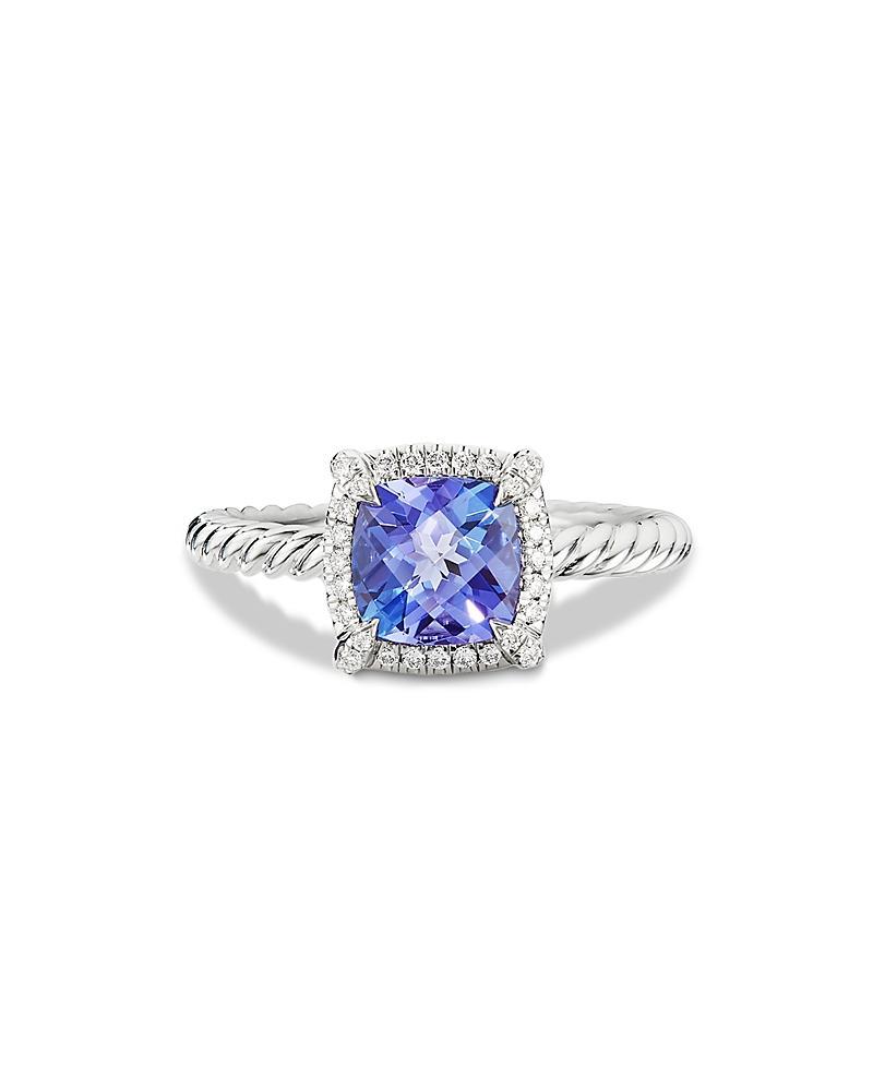David Yurman 18K White Gold Petite Chatelaine Tanzanite & Diamond Ring Product Image