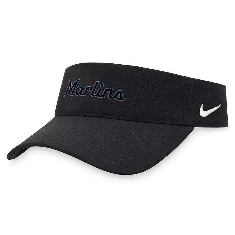 Men's Nike Black Miami Marlins Wordmark Performance Adjustable Visor Product Image
