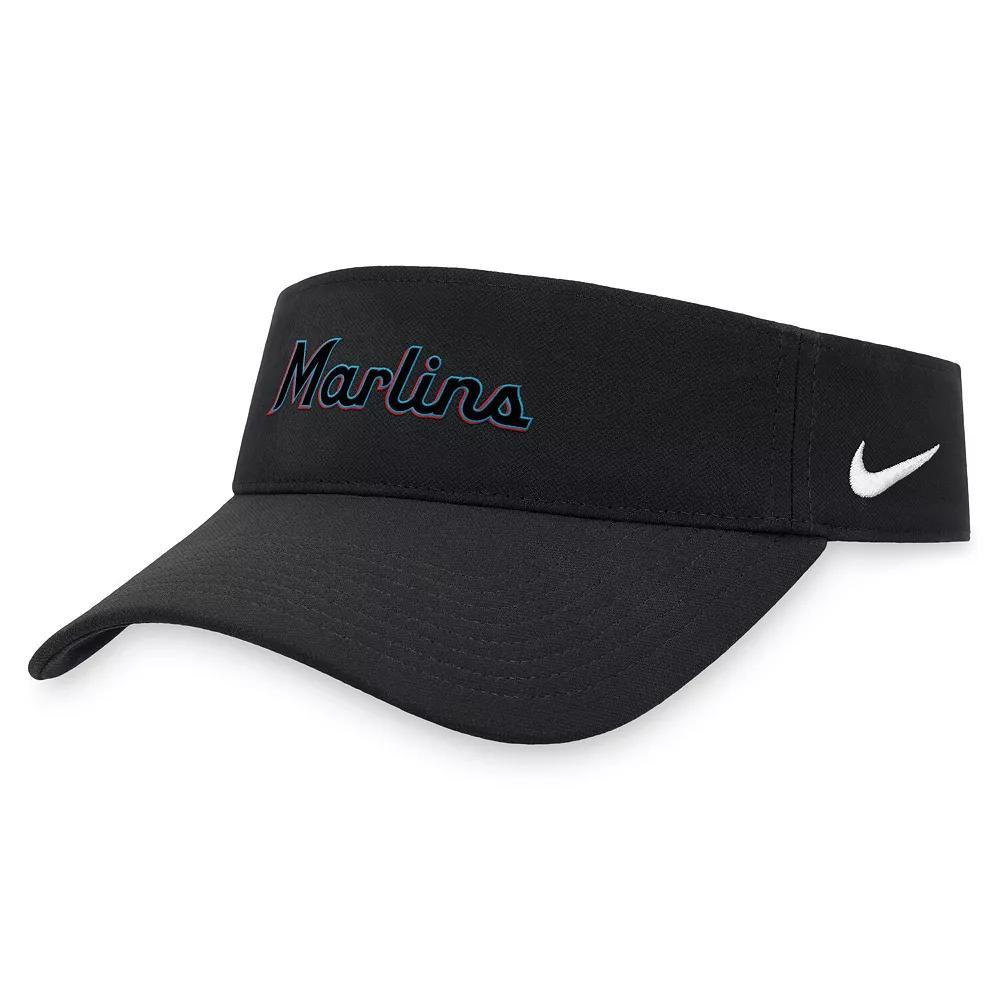Men's Nike Black Miami Marlins Wordmark Performance Adjustable Visor Product Image