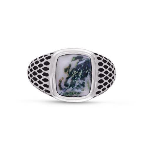 LuvMyJewelry Tree Agate Sterling Silver Men Signet Ring at Nordstrom, Size 11 Product Image