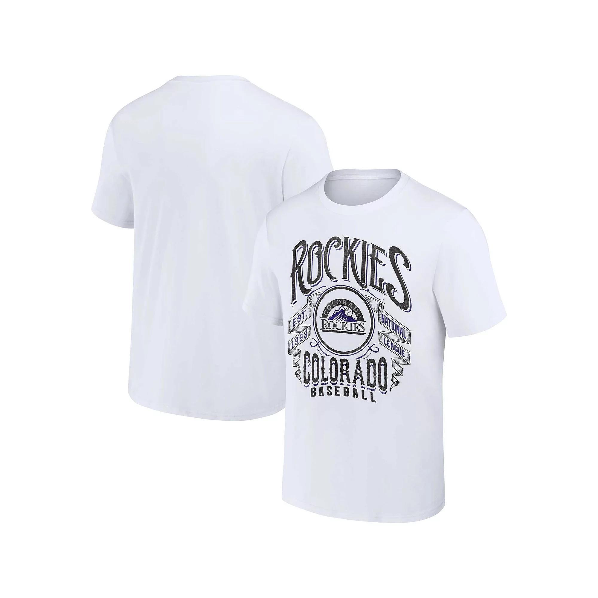 Men's Darius Rucker Collection by Fanatics White Colorado Rockies Distressed Rock T-Shirt, Size: Small Product Image