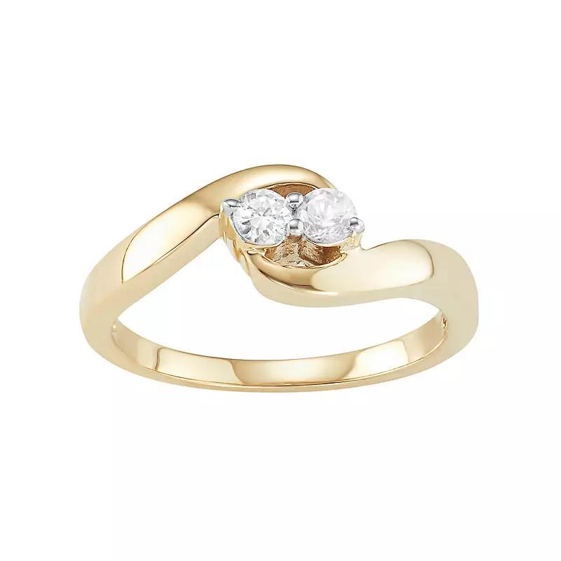 Jewelexcess 10k Gold 1/4 Carat T.W. Diamond 2-Stone Ring, Women's, Size: 7, White Product Image