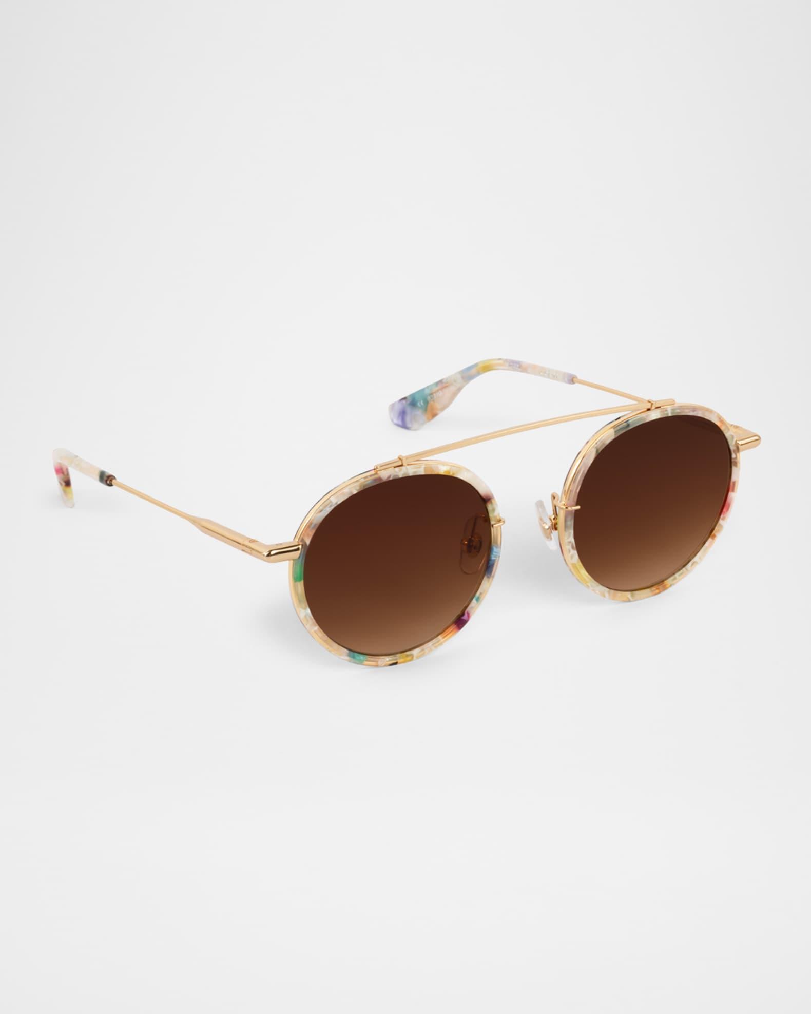 Conti Acetate & Stainless Steel Round Sunglasses Product Image