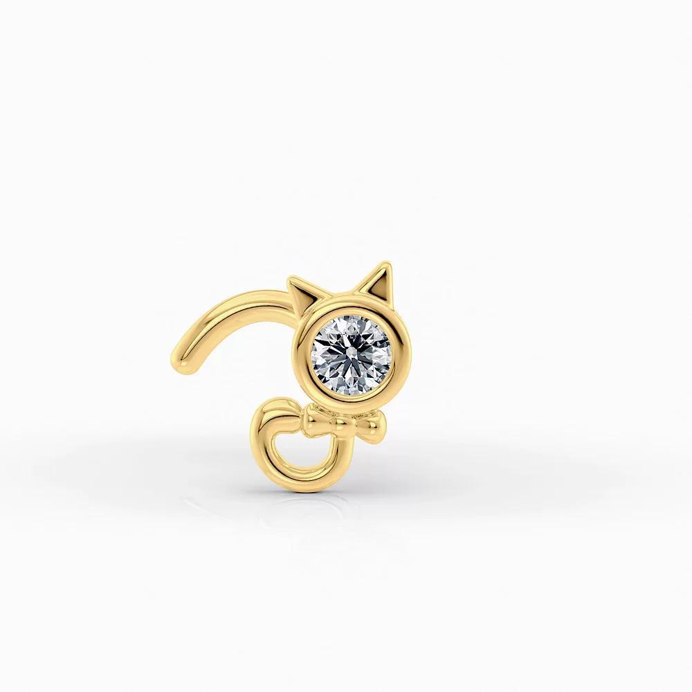 Lila Moon 14k Gold Cubic Zirconia Cat Curved Nose Ring, Women's Product Image