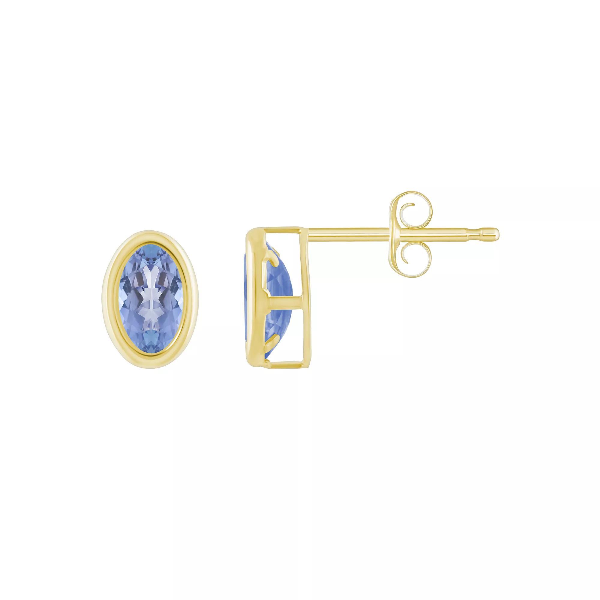 Celebration Gems Sterling Silver Oval Gemstone Stud Earrings, Women's, Blue Topaz Product Image