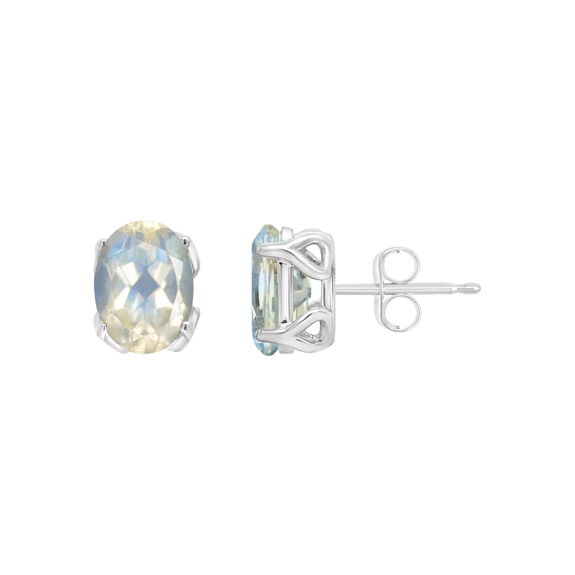 Alyson Layne Sterling Silver Oval Moonstone Stud Earrings, Women's Product Image