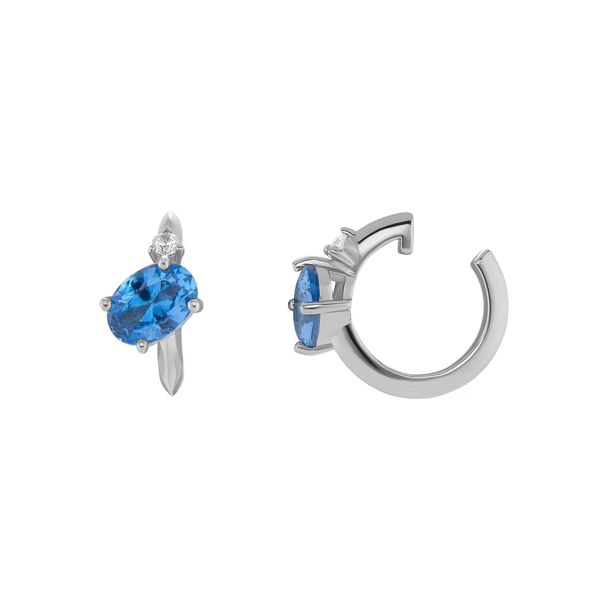 PRIMROSE Sterling Silver Cubic Zirconia Birthstone Ear Cuff, Women's, Silver Tone December Product Image