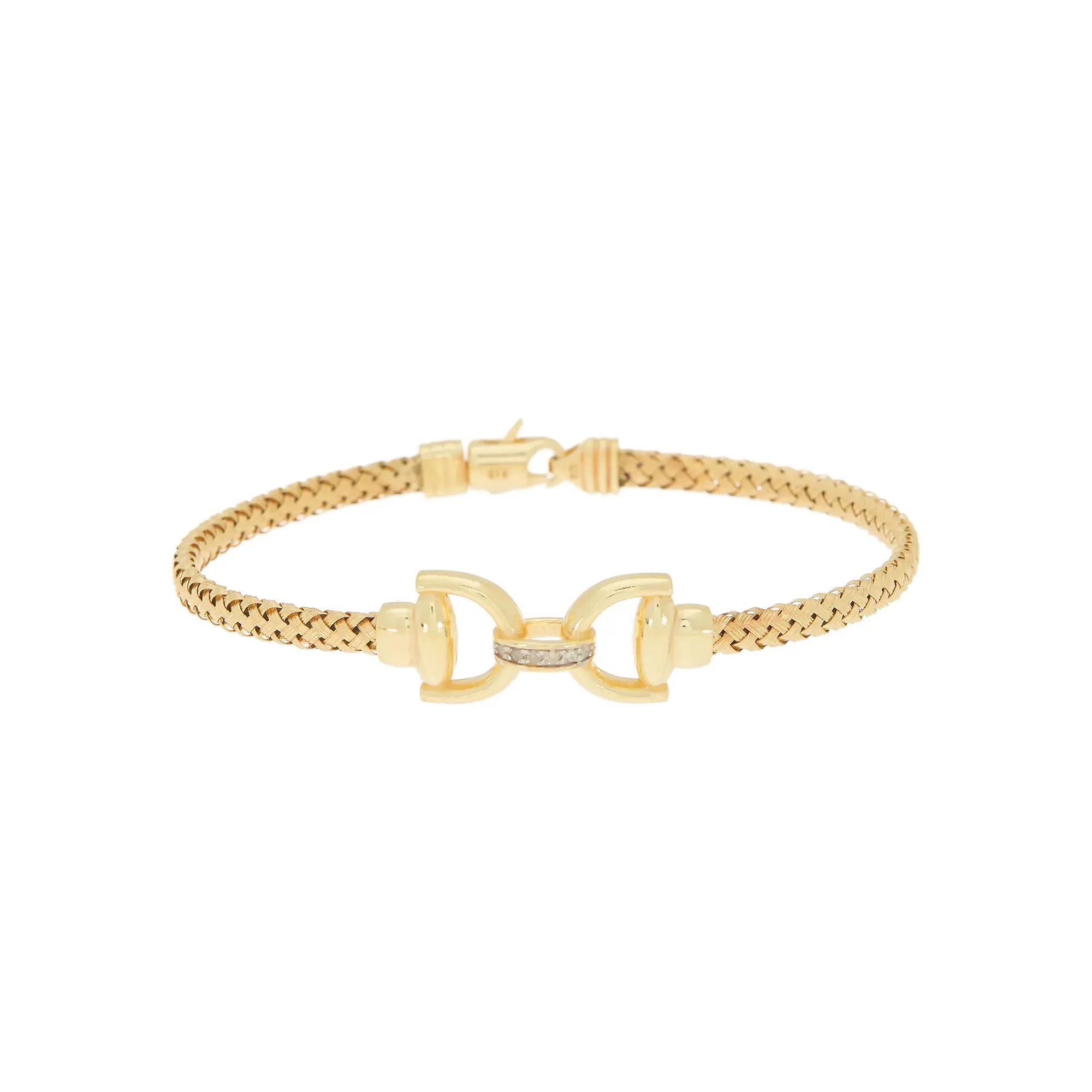 Meshmerise Sterling Silver Diamond Accent Linked Woven Texture Bracelet, Women's, Size: 7", Gold Tone Product Image