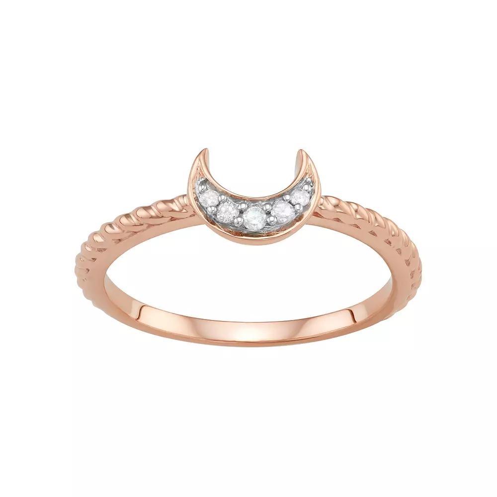 Jewelexcess Sterling Silver Diamond Accent Half Moon Ring, Women's, Size: 8, Rose Gold Tone Product Image