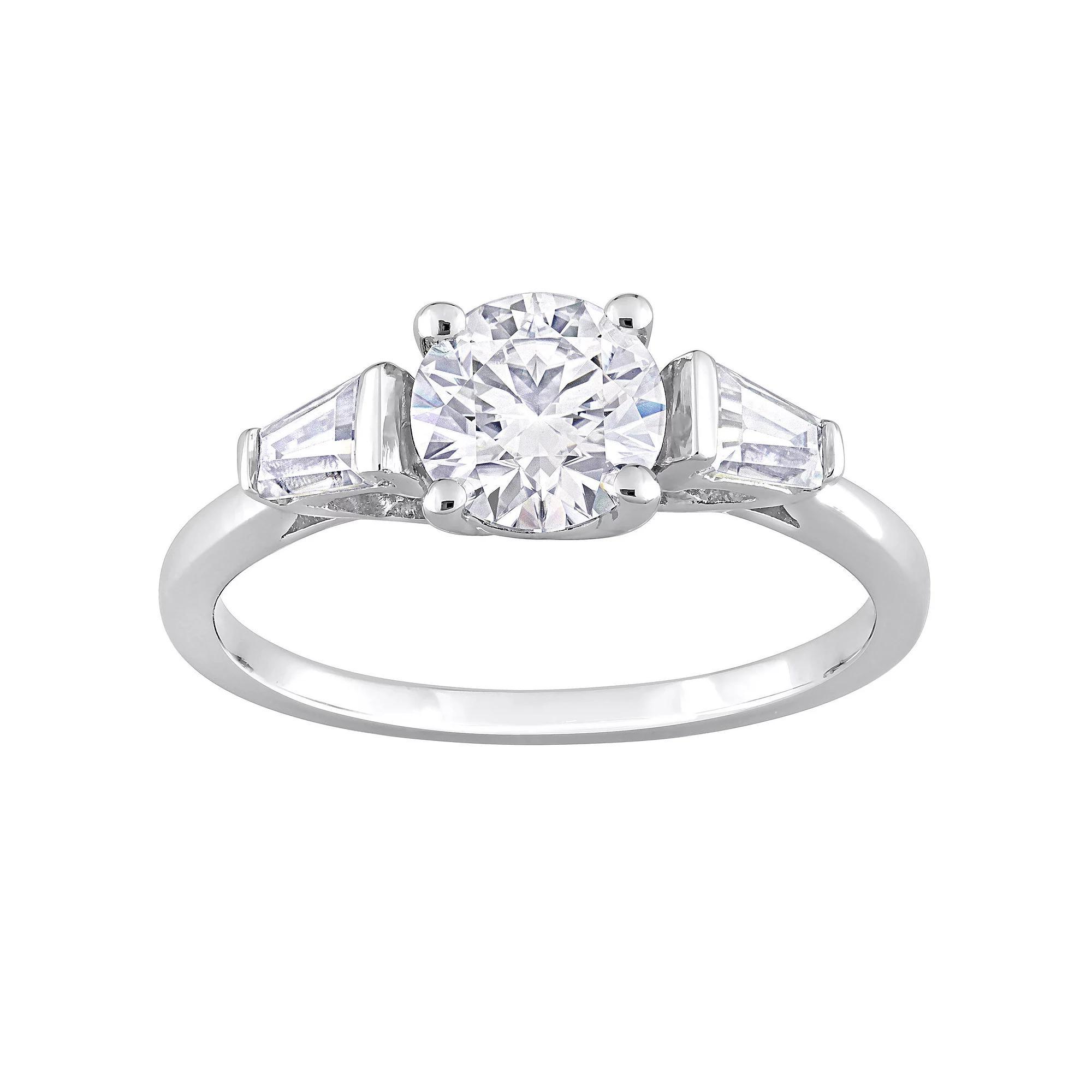 Stella Grace Sterling Silver Lab-Created Moissanite 3-Stone Ring, Women's, Size: 8 Product Image