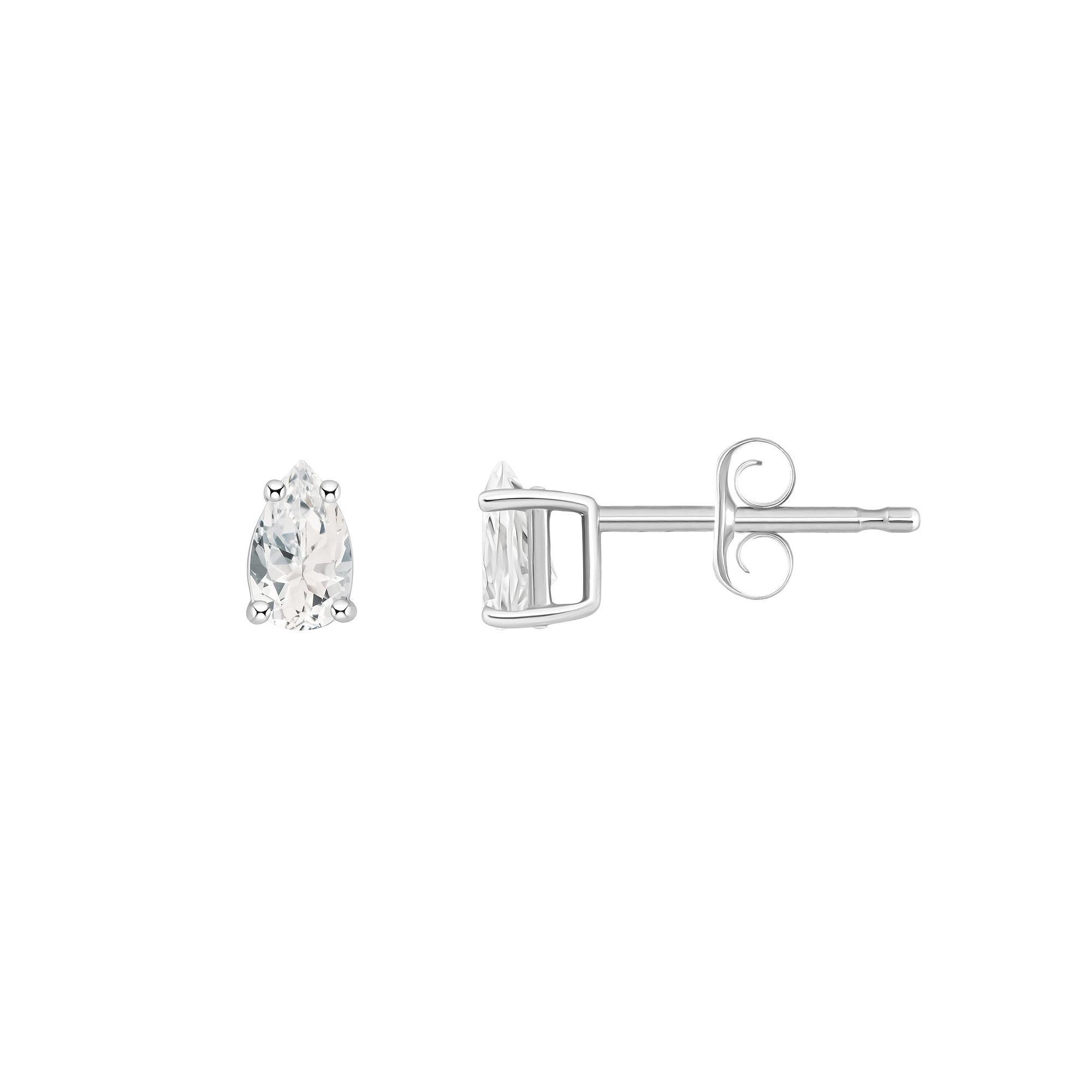 14k Gold Pear Shape Birthstone Stud Earrings, Women's, White Opal Oct Product Image