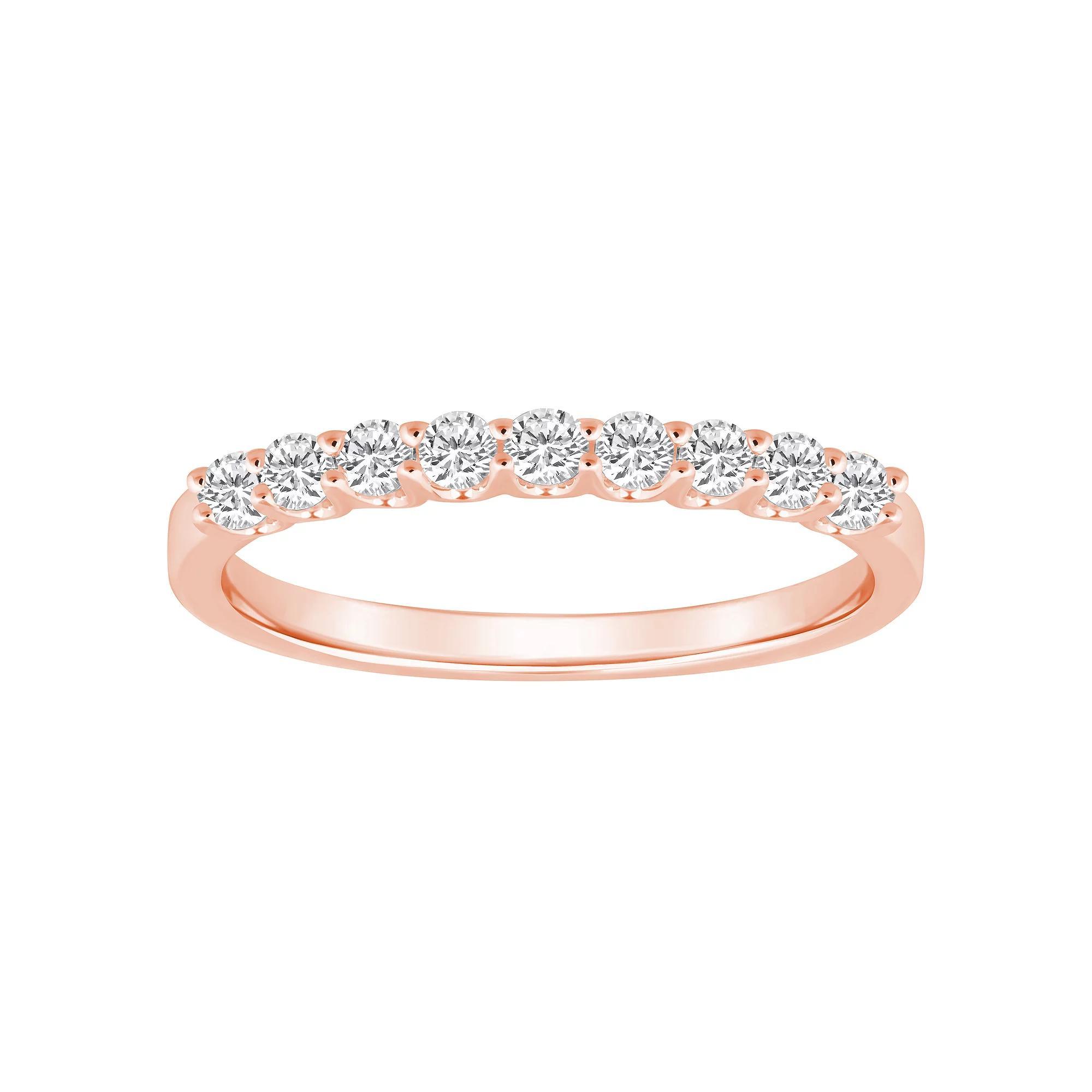 Alyson Layne 14k Gold 1/4 Carat T.W. Diamond 9-Stone Wedding Ring, Women's, Size: 5.50, Pink Product Image