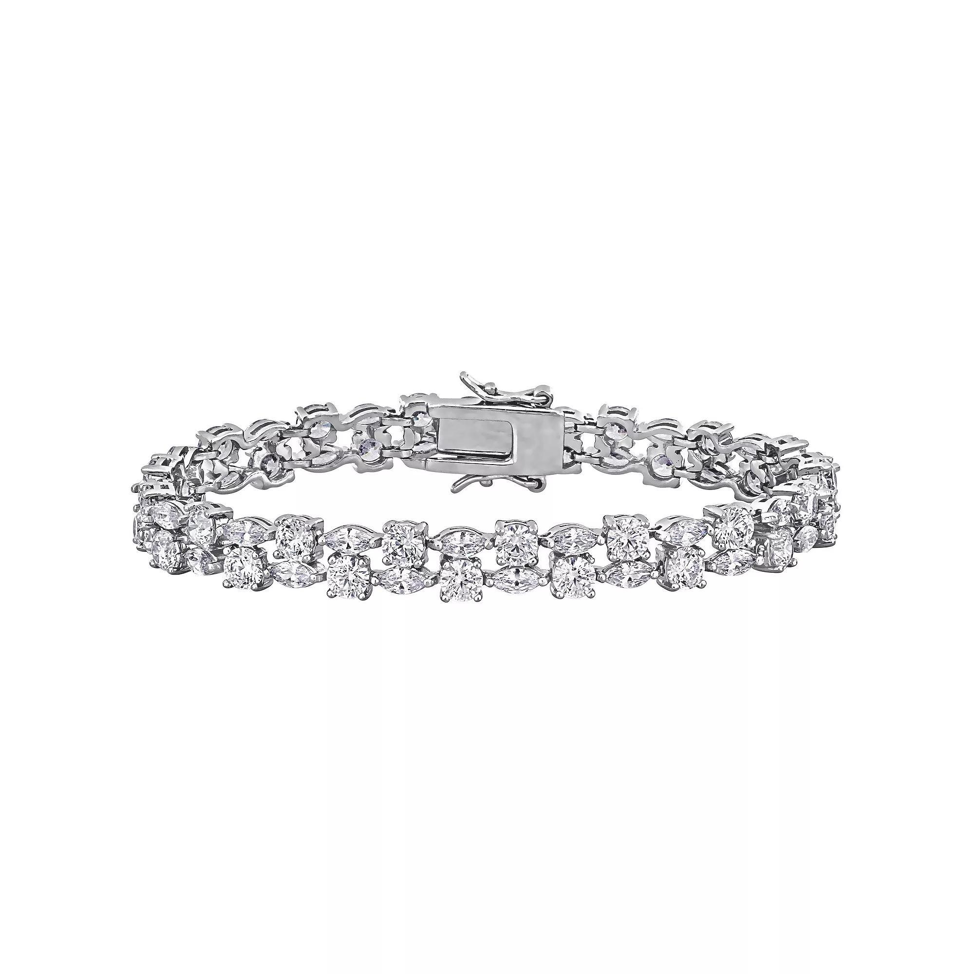 Stella Grace Sterling Silver Lab-Created White Sapphire Double Row Bracelet, Womens Product Image