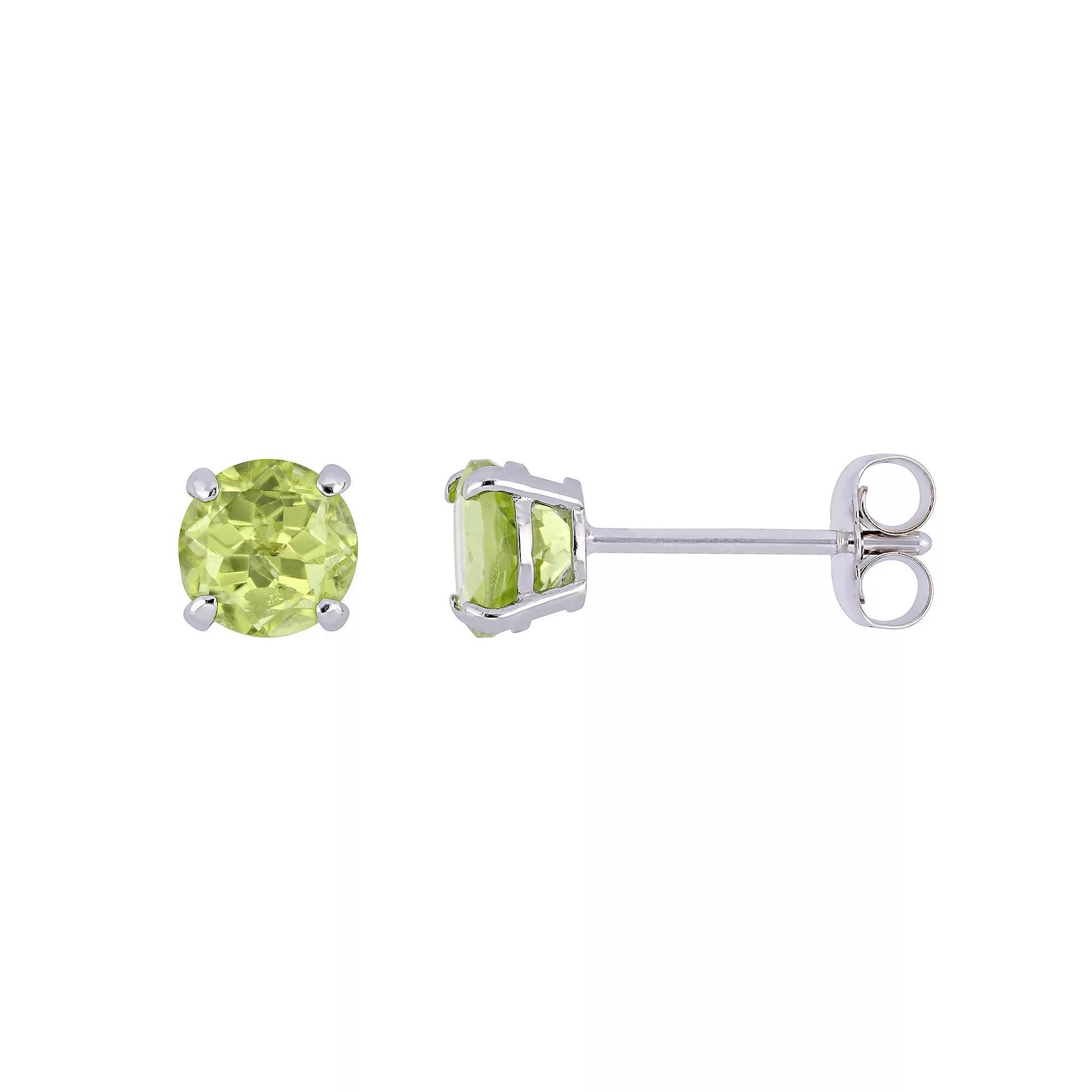Stella Grace 14k White Gold Peridot Stud Solitaire Earrings, Women's Product Image