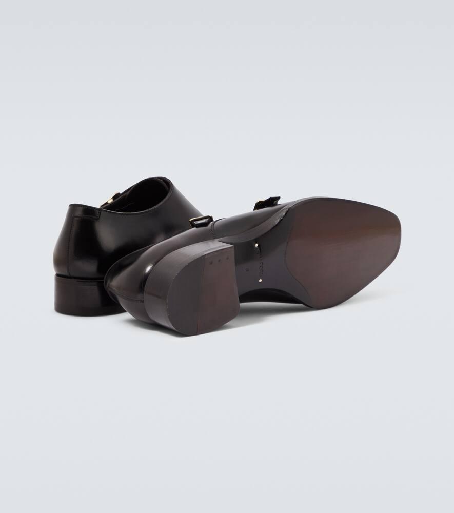 TOM FORD Elkan Leather Monk Strap Shoes In Black Product Image