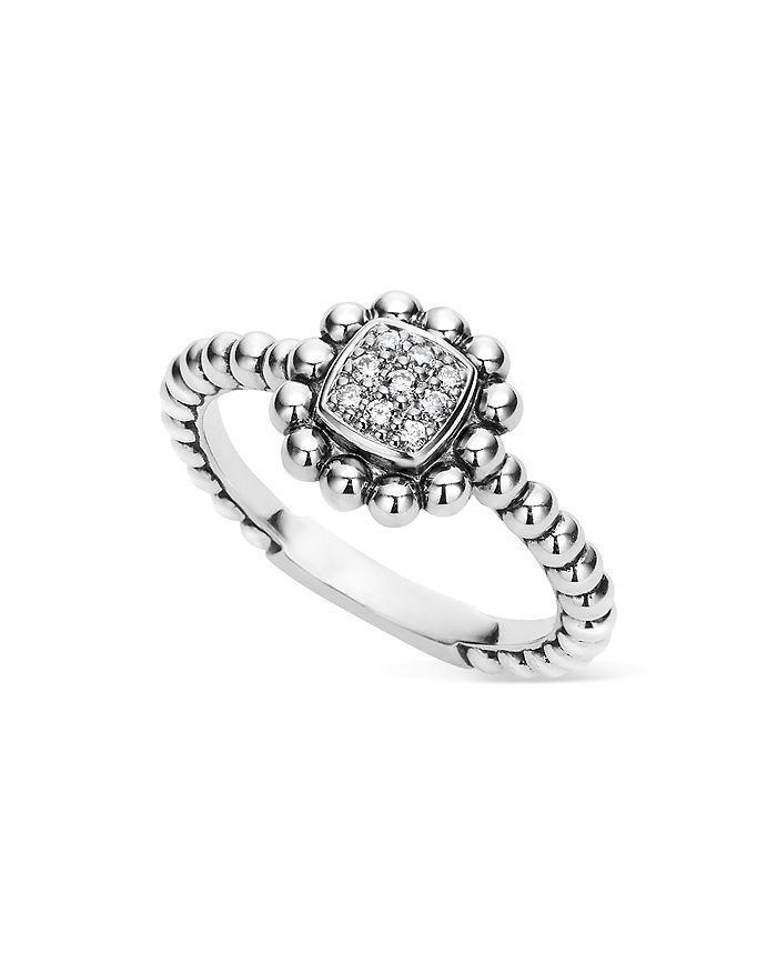 LAGOS Sterling Silver Caviar Spark Diamond Square Ring In Silver/diamond Product Image