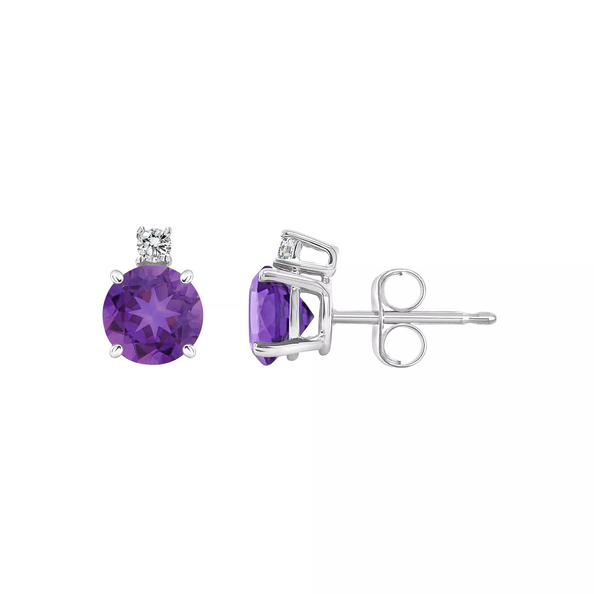Celebration Gems 14k Gold Aquamarine & Diamond Accent Stud Earrings, Women's Product Image