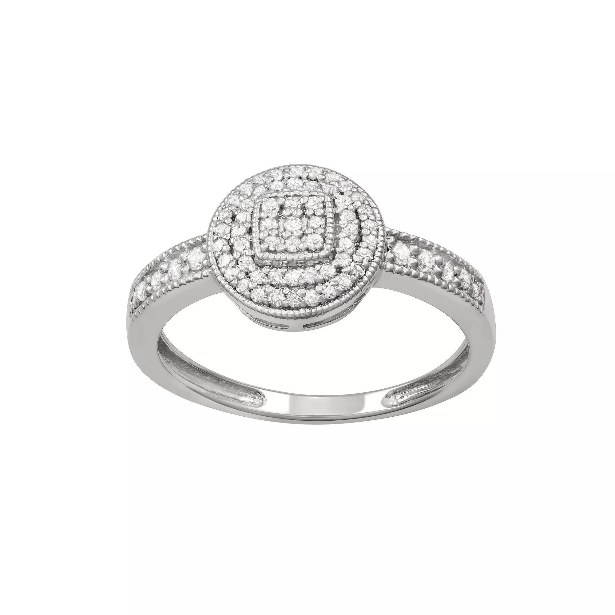 HDI Sterling Silver 1/3 Carat T.W. Diamond Halo Ring, Women's, Size: 5 Product Image