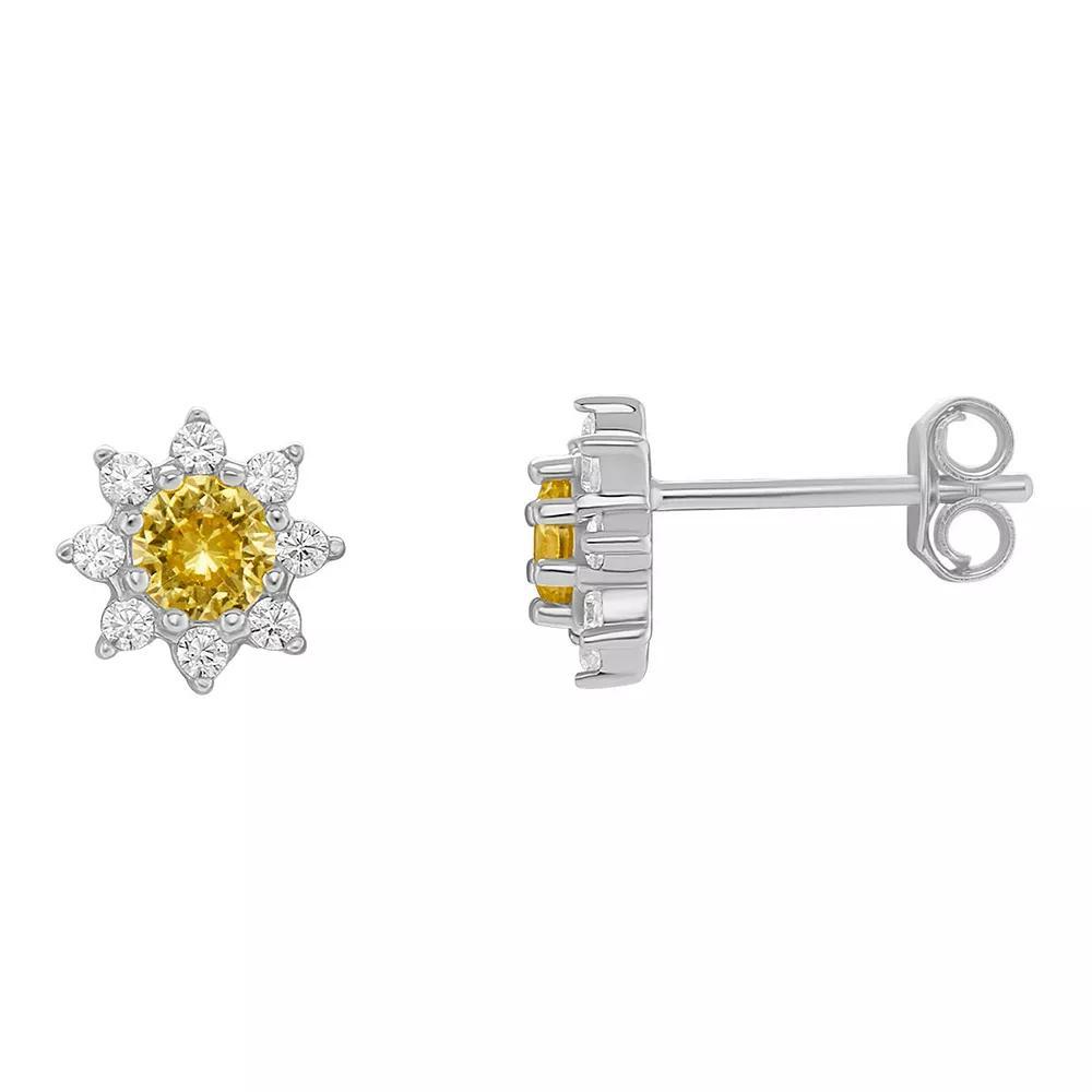 PRIMROSE Birthstone Cubic Zirconia Flower Stud Earrings, Women's, Gold Tone Nov Product Image