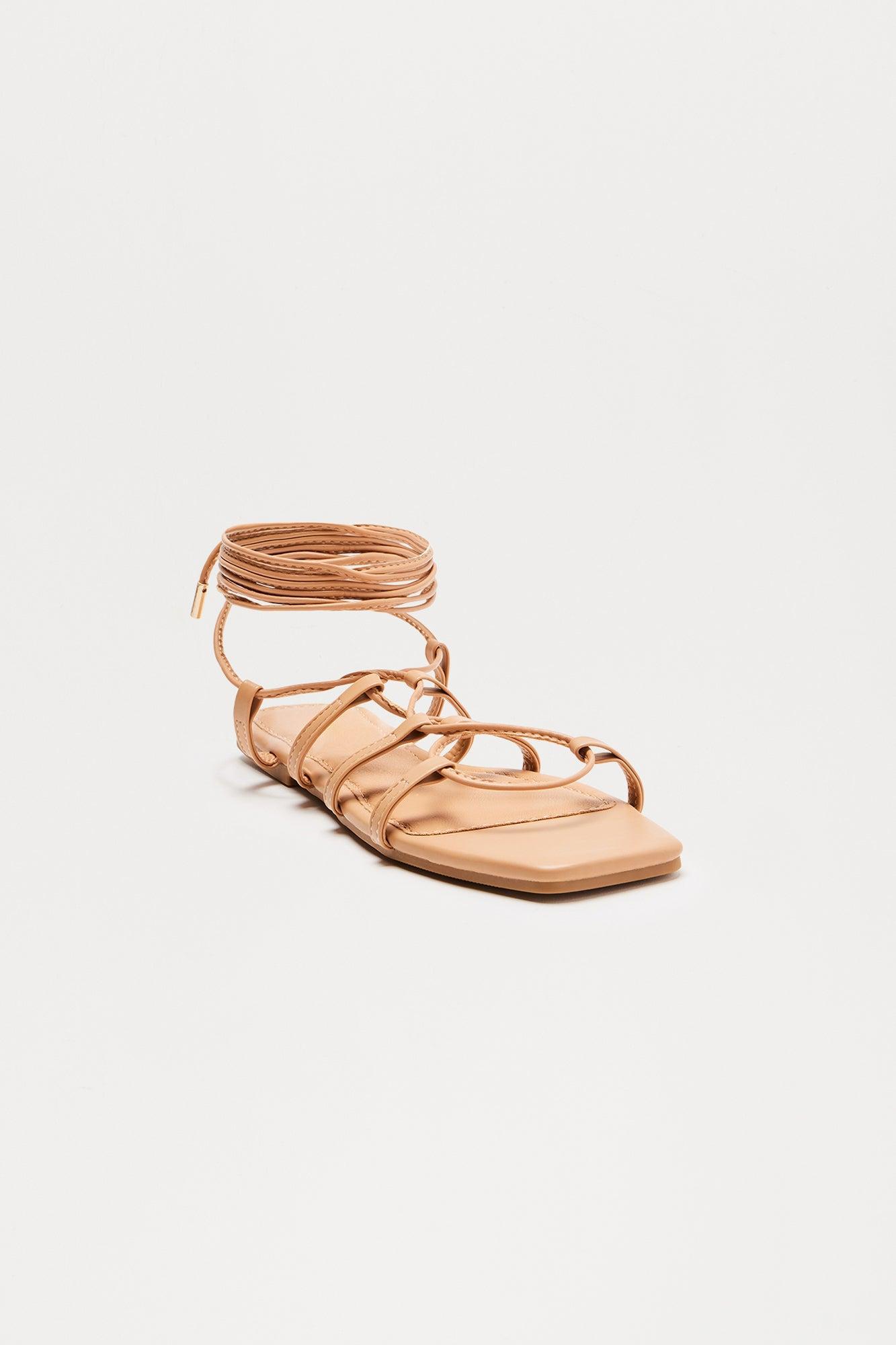 Lyle Wrap Up Sandals - Camel Product Image