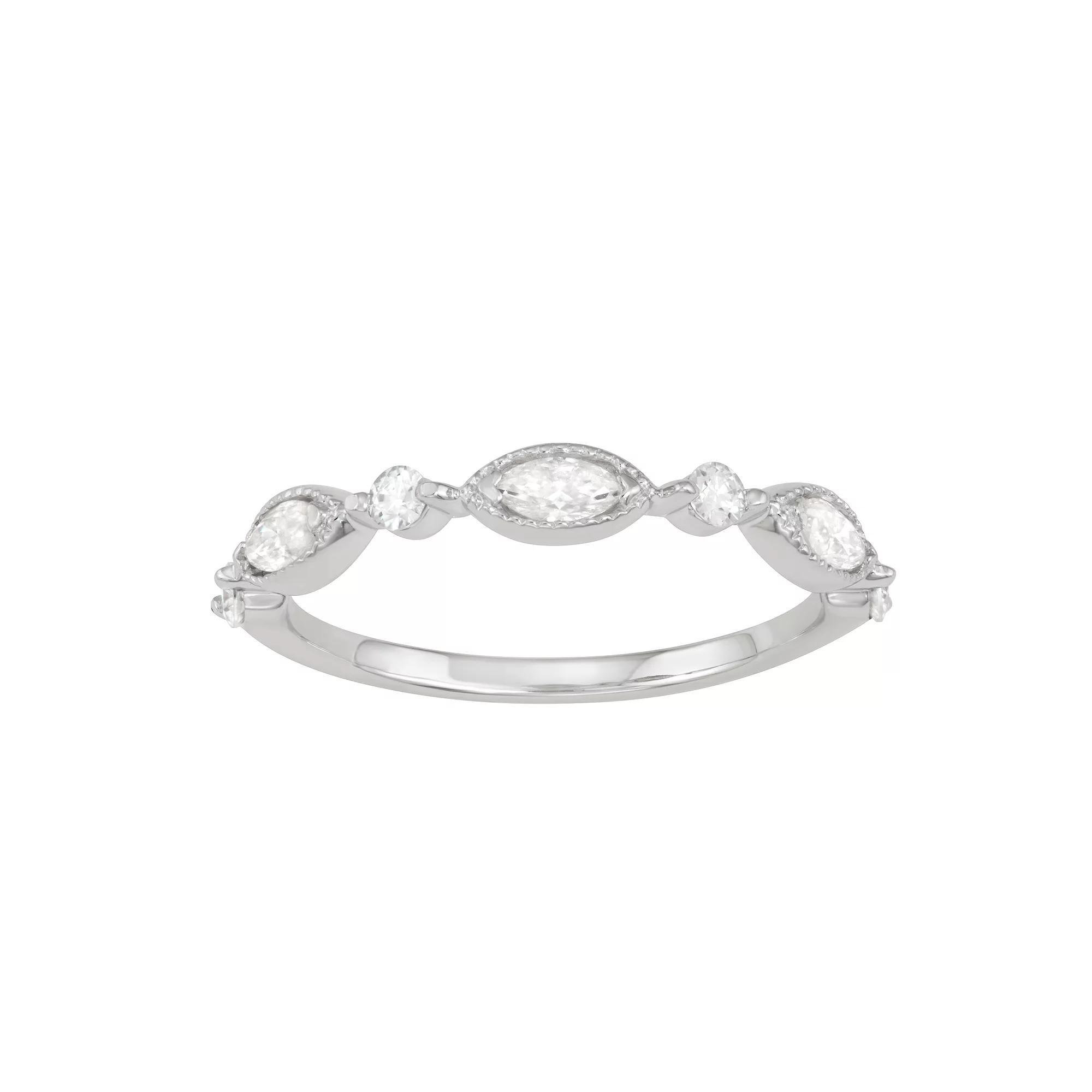 Charles & Colvard 14k White Gold 1/3 Carat T.W. Lab-Created Moissanite Marquise Ring, Women's, Size: 9 Product Image
