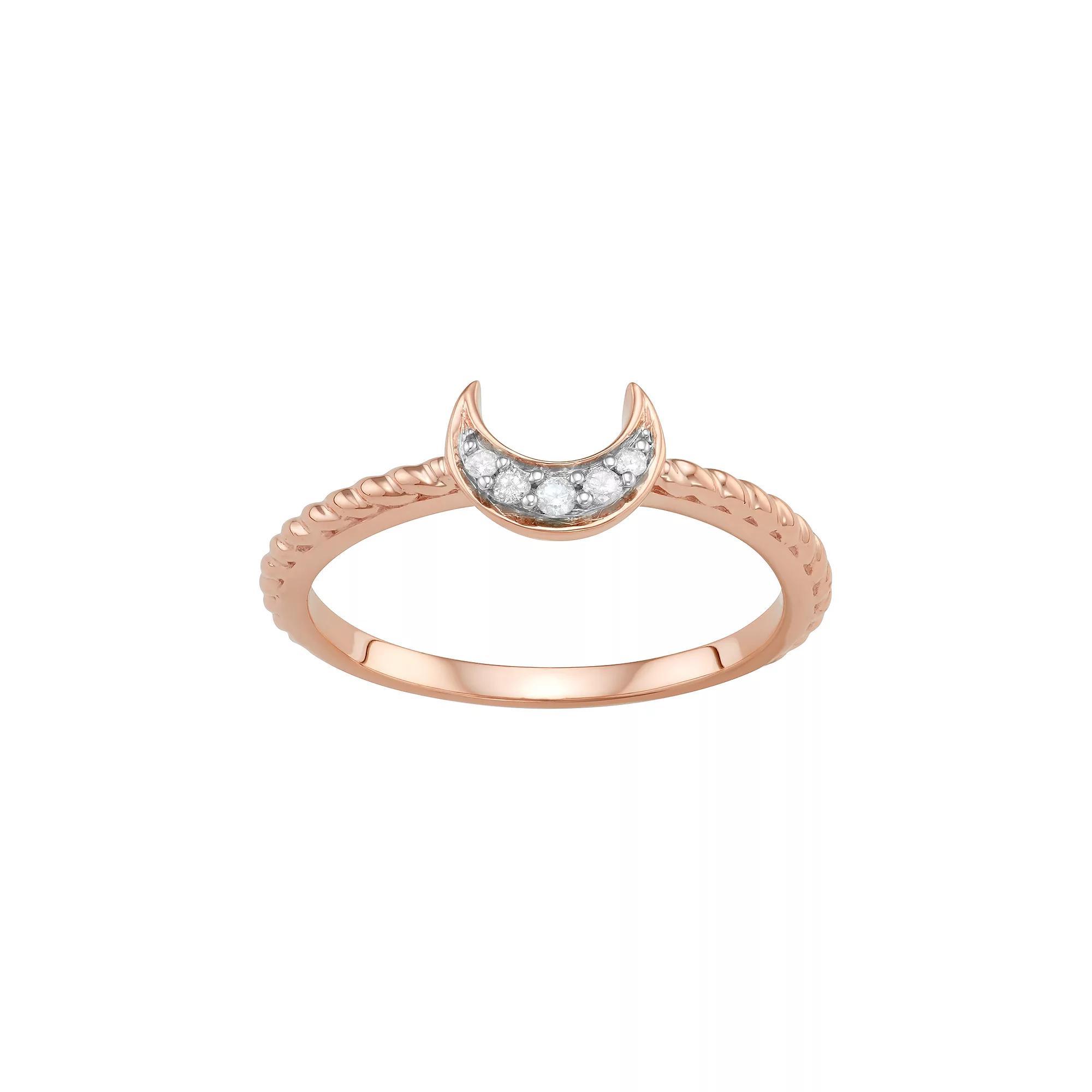 Jewelexcess Sterling Silver Diamond Accent Half Moon Ring, Women's, Size: 8, Rose Gold Tone Product Image
