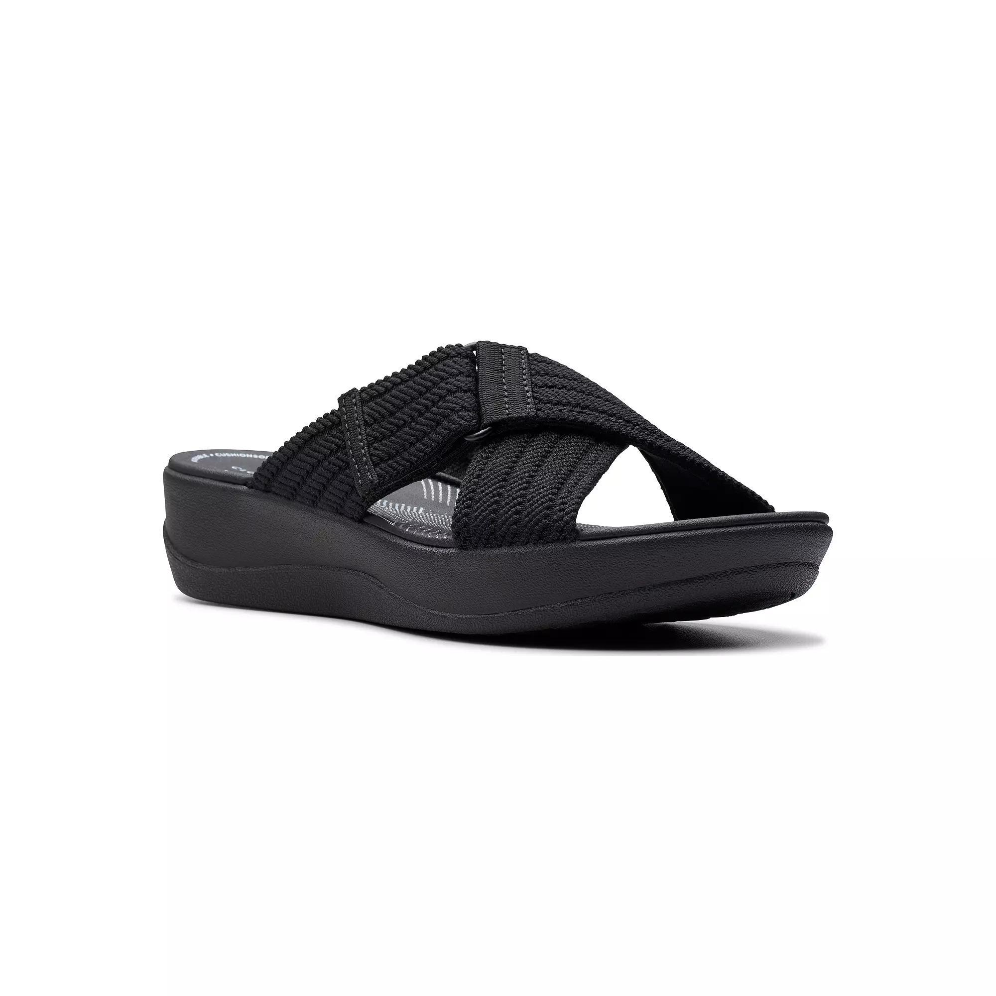 Clarks® Cloudsteppers Arla Wave Women's Slide Sandals, Size: 9.5, Black Product Image