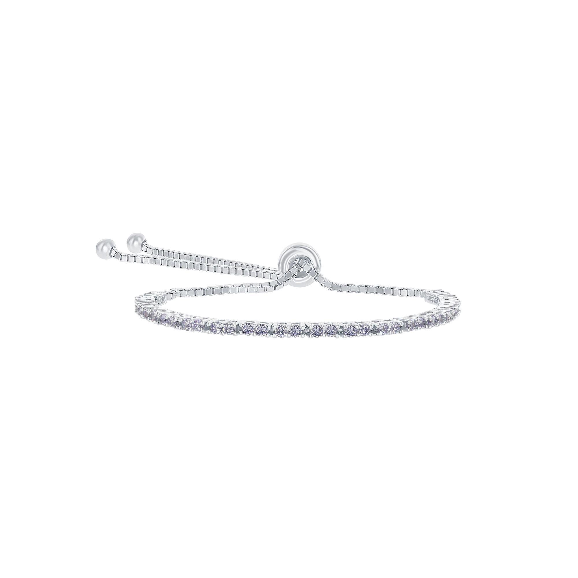 Sterling Silver 2mm Birthstone Bracelet, Women's, Size: 8", February Product Image