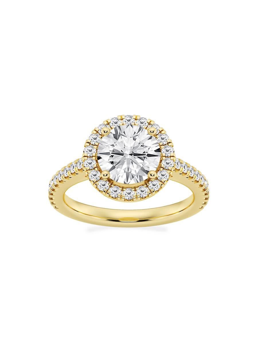 Womens 14K Yellow Gold & Round Lab-Grown Diamond Halo Ring/1.30-3.60 TCW Product Image