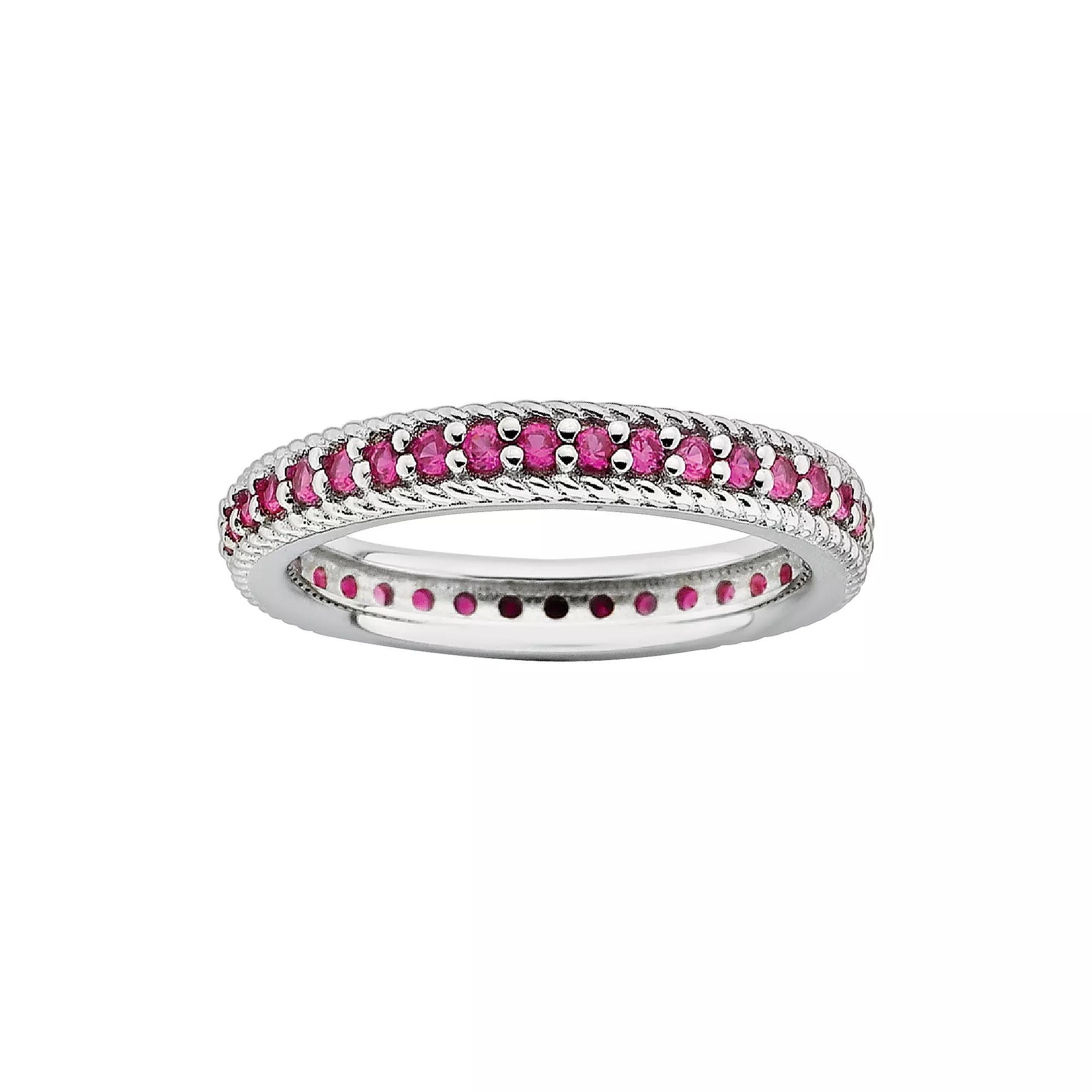 Stacks & Stones Sterling Silver Lab-Created Ruby Eternity Stack Ring, Women's, Size: 6, Red Product Image