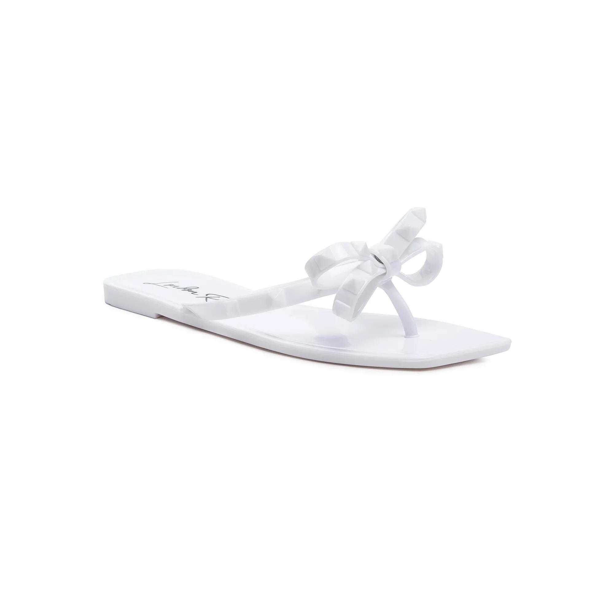 London Rag Women's Retta Bow Thong Slide Sandals, Size: 7, Black Product Image
