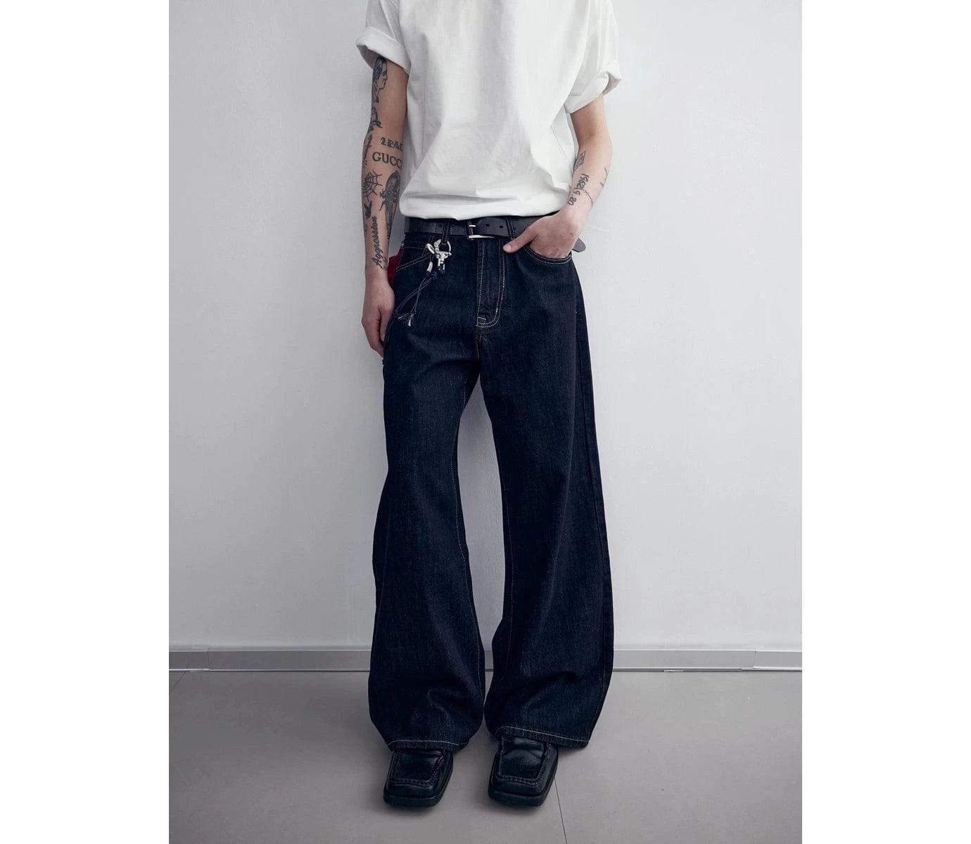 RT No. 18883 DARK BLUE DENIM STRAIGHT JEANS Product Image