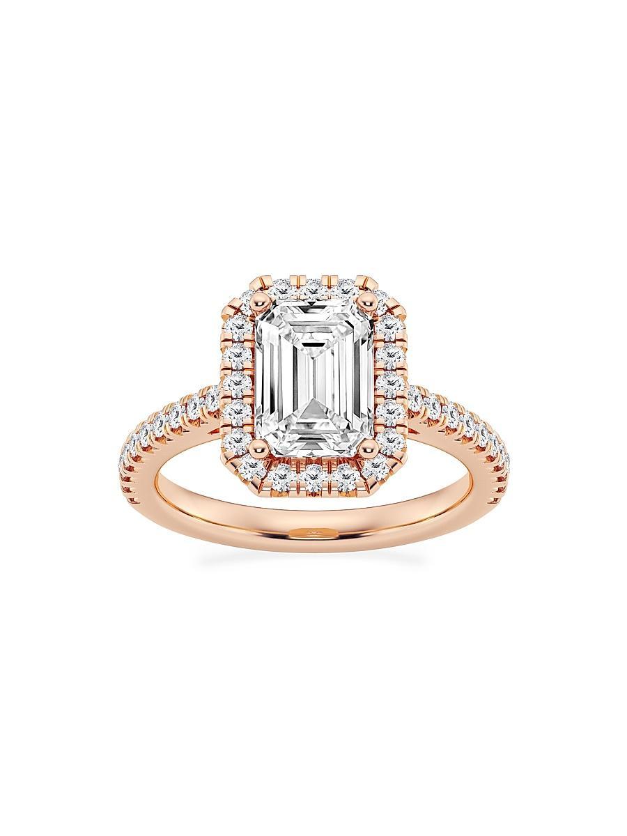 Womens 14K Rose Gold & Emerald-Cut Lab-Grown Diamond Halo Ring/1.30-3.60 TCW Product Image