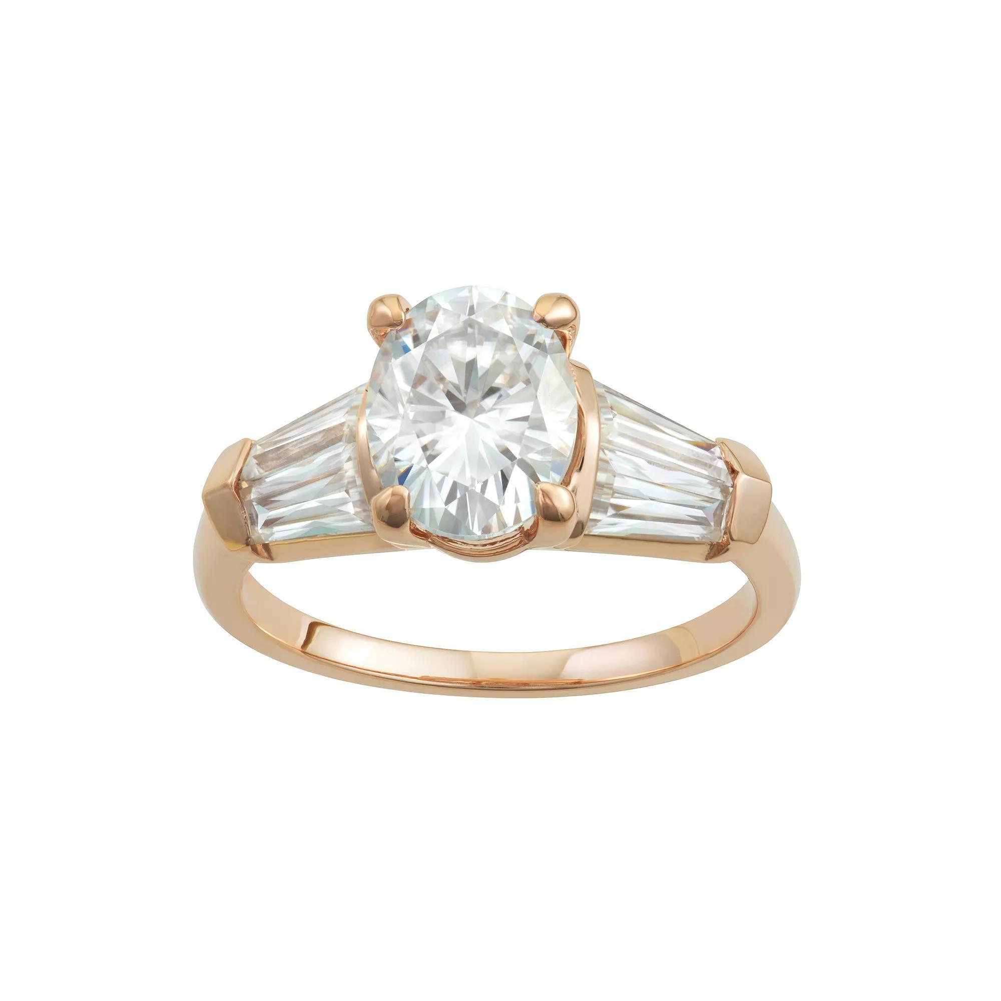 Charles & Colvard 14k Gold 3 1/4 Carat T.W. Lab-Created Oval Engagement Ring, Women's, Size: 6, White Product Image