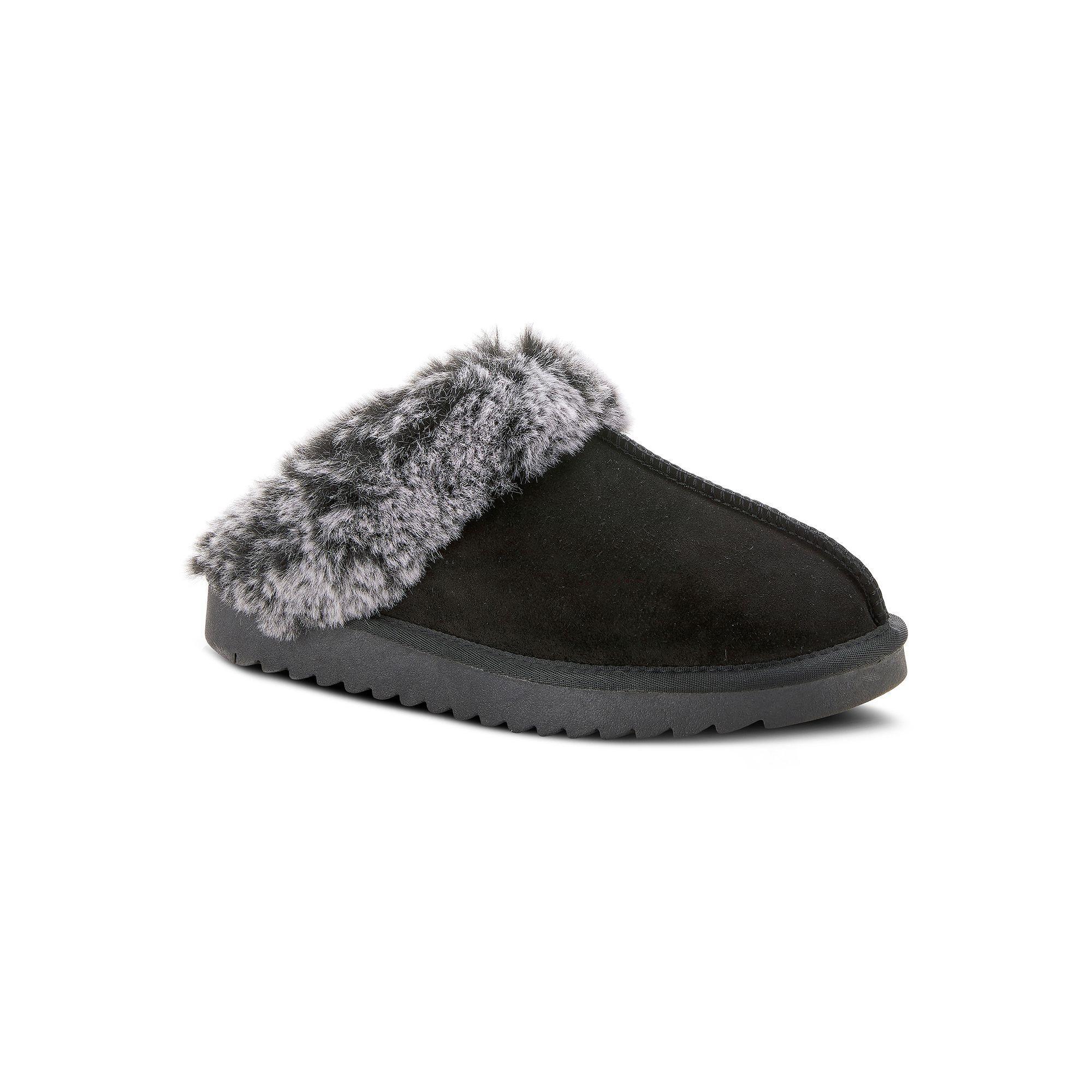 Flexus by Spring Step Lionheart Women's Faux-Fur Scuff Slippers, Size: 40, Black Product Image