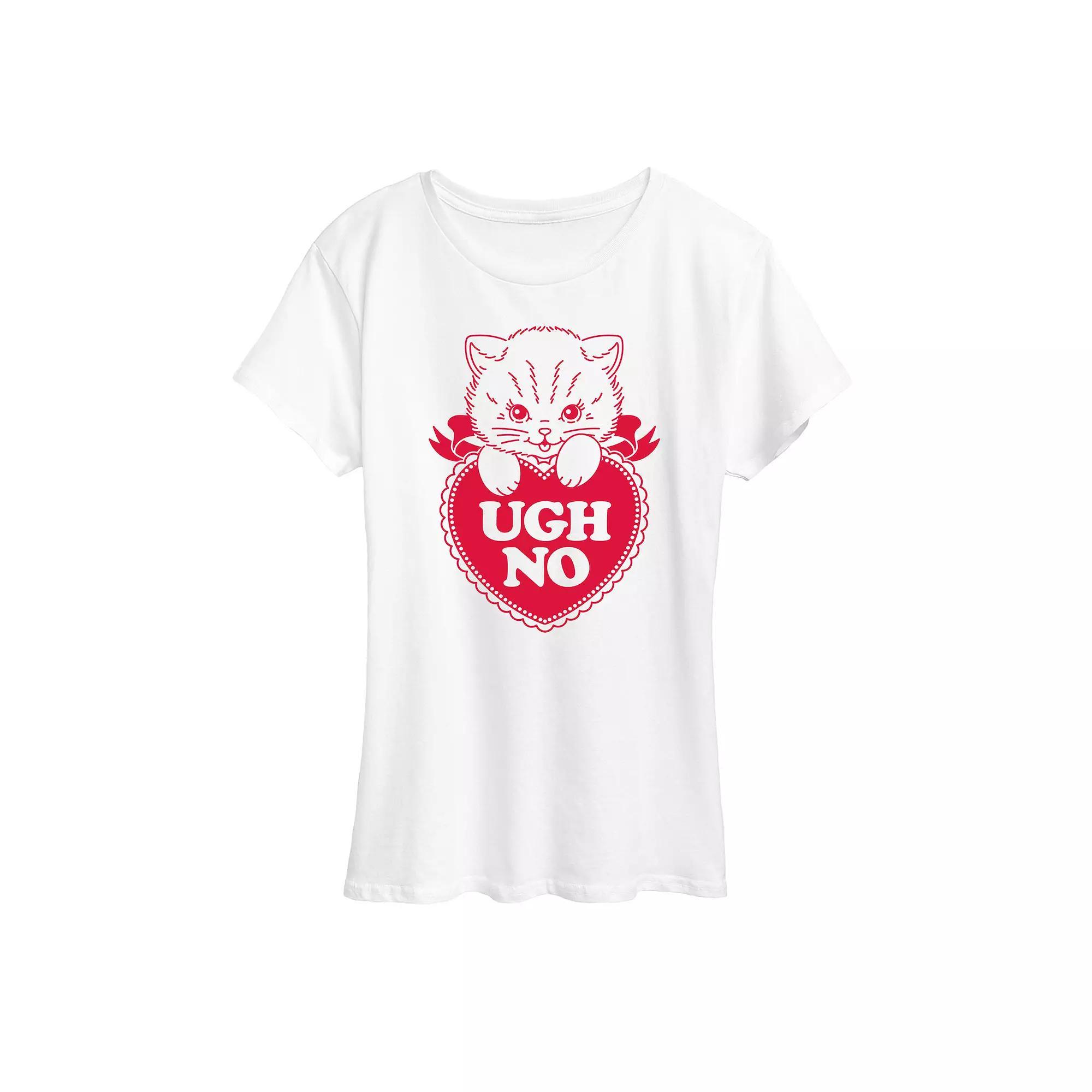 Womens Valentine Cat Ugh No Graphic Tee Product Image