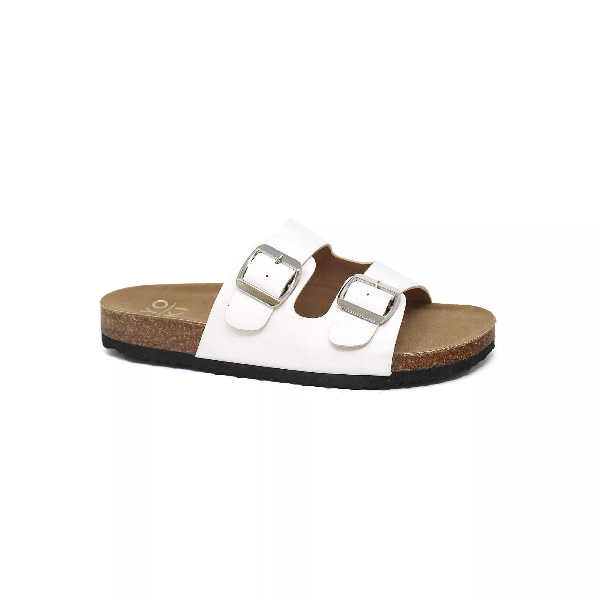 Yoki Gian 91 Women's Double Buckle Slide Sandals, White Product Image