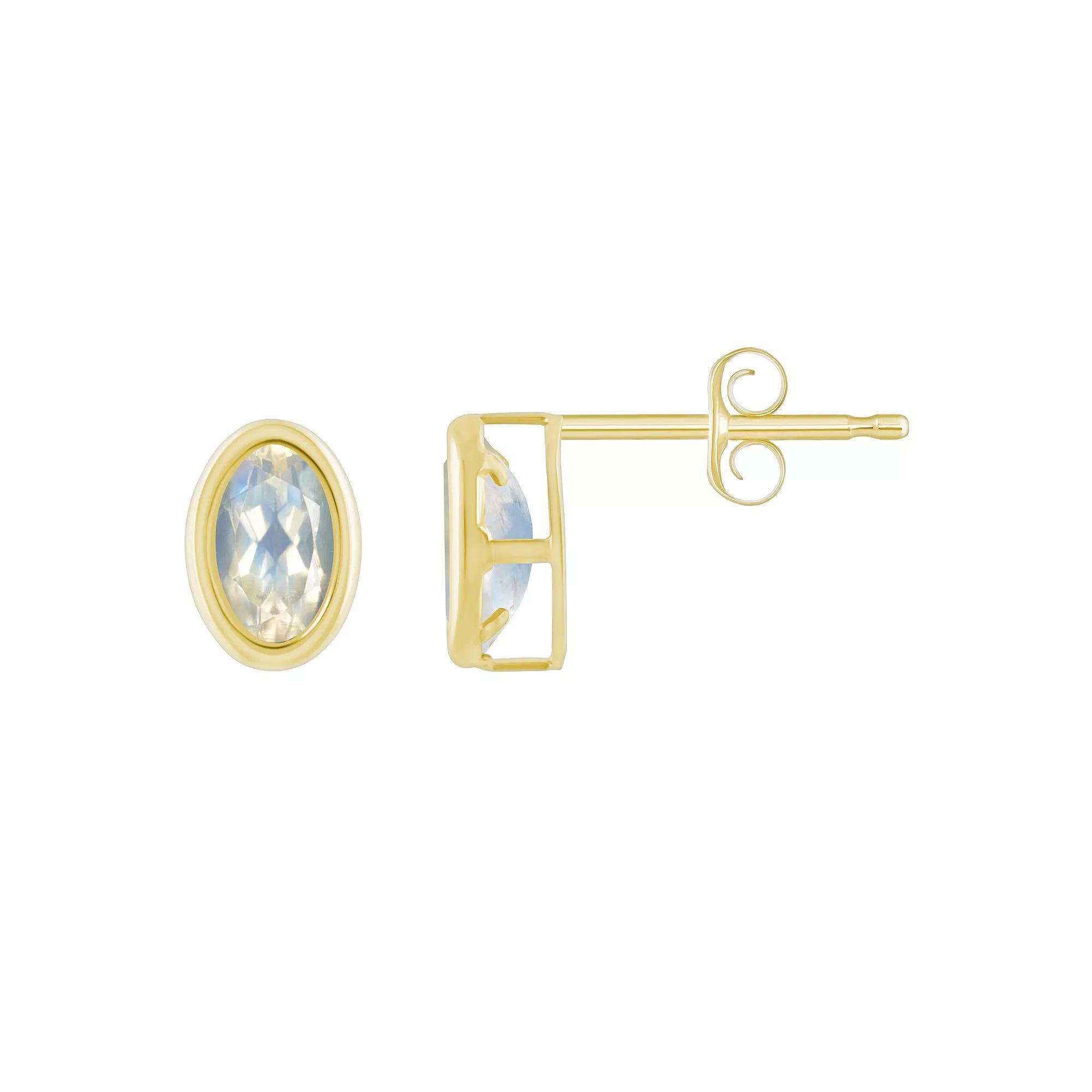 Celebration Gems 10k Gold Oval Gemstone Stud Earrings, Women's, Moonstone Product Image