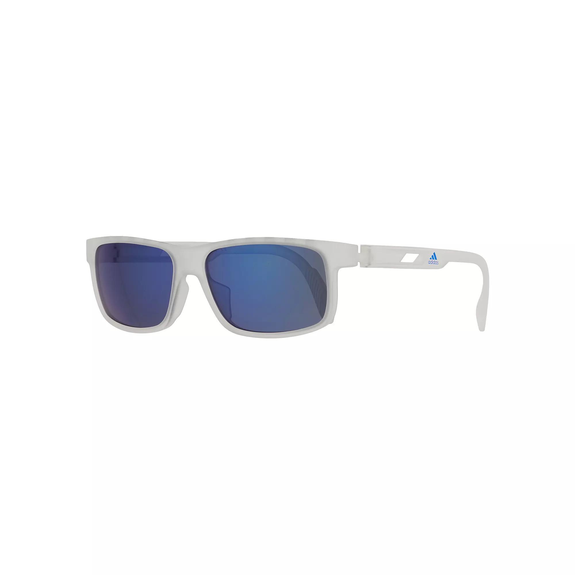 Men's adidas Thin Rectangular Sport Sunglasses, Clear Blue Product Image