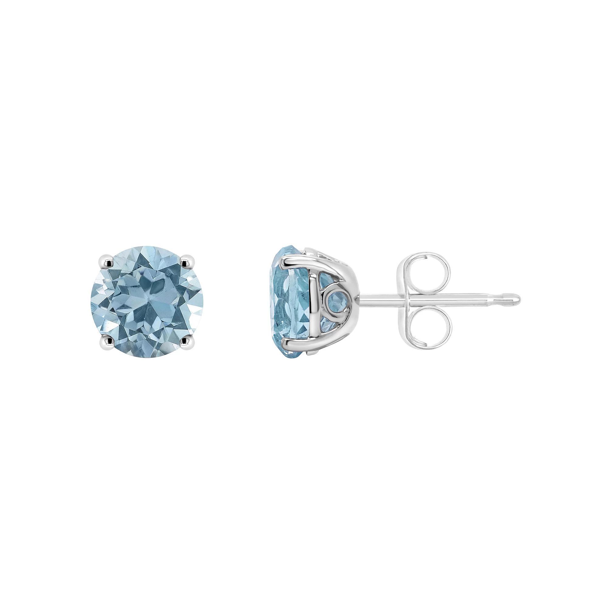 Alyson Layne 14k Gold Round Sky Blue Topaz Stud Earrings, Women's, 14k White Gold Product Image