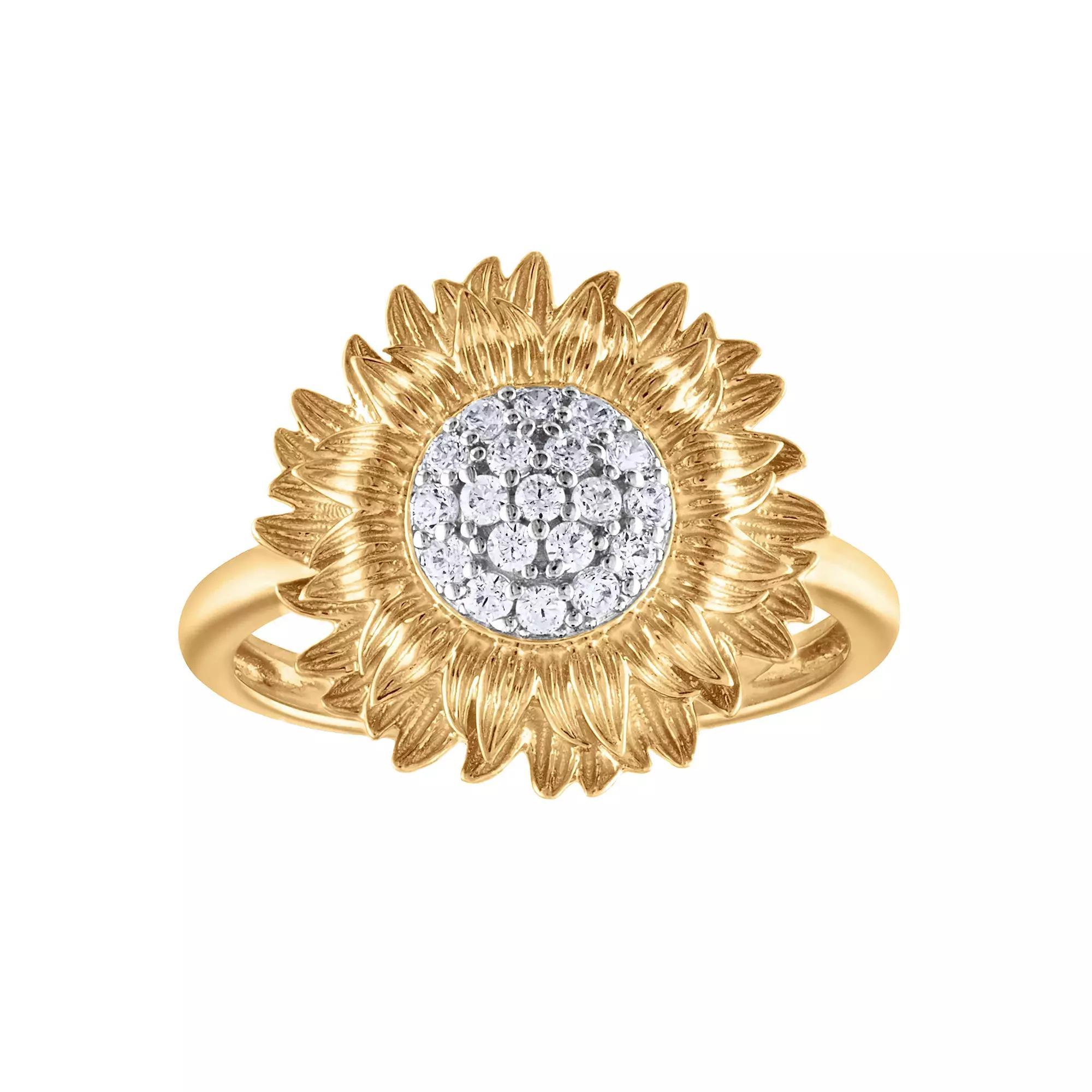 10k Gold 1/5 Carat T.W. Diamond Sunflower Ring, Women's, Size: 7 Product Image