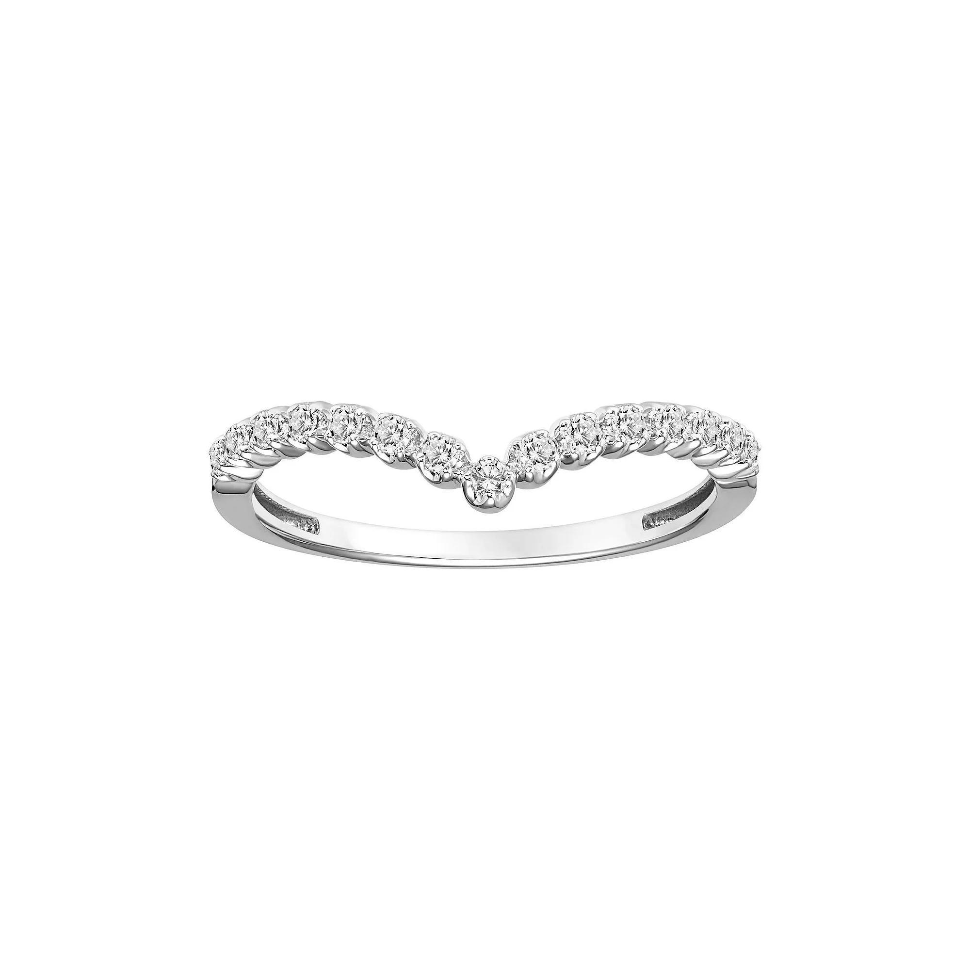 Love Always 10k White Gold 1/6 Carat T.W. Diamond Chevron Anniversary Ring, Women's, Size: 9 Product Image